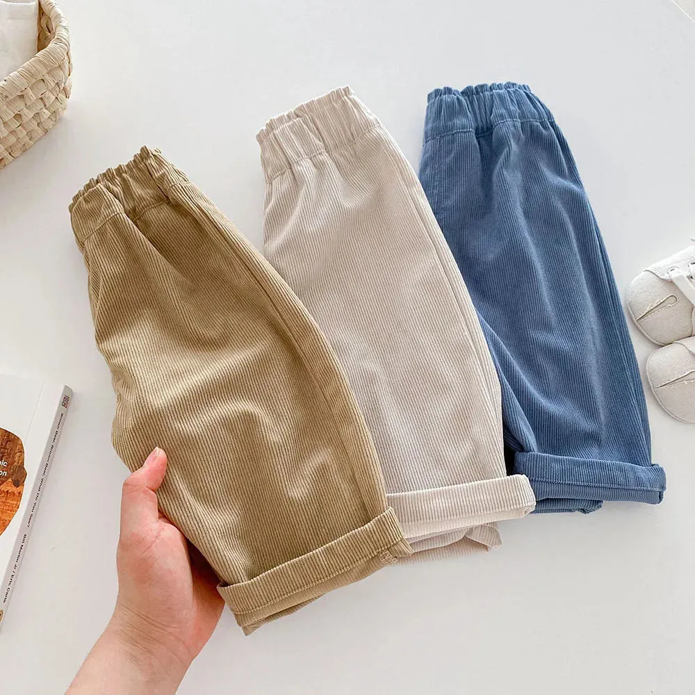 1-5Y Autumn Kids Pants Fashion Corduroy Boys Pants 3 Colors  Boys Trousers Daily Kids Outfit