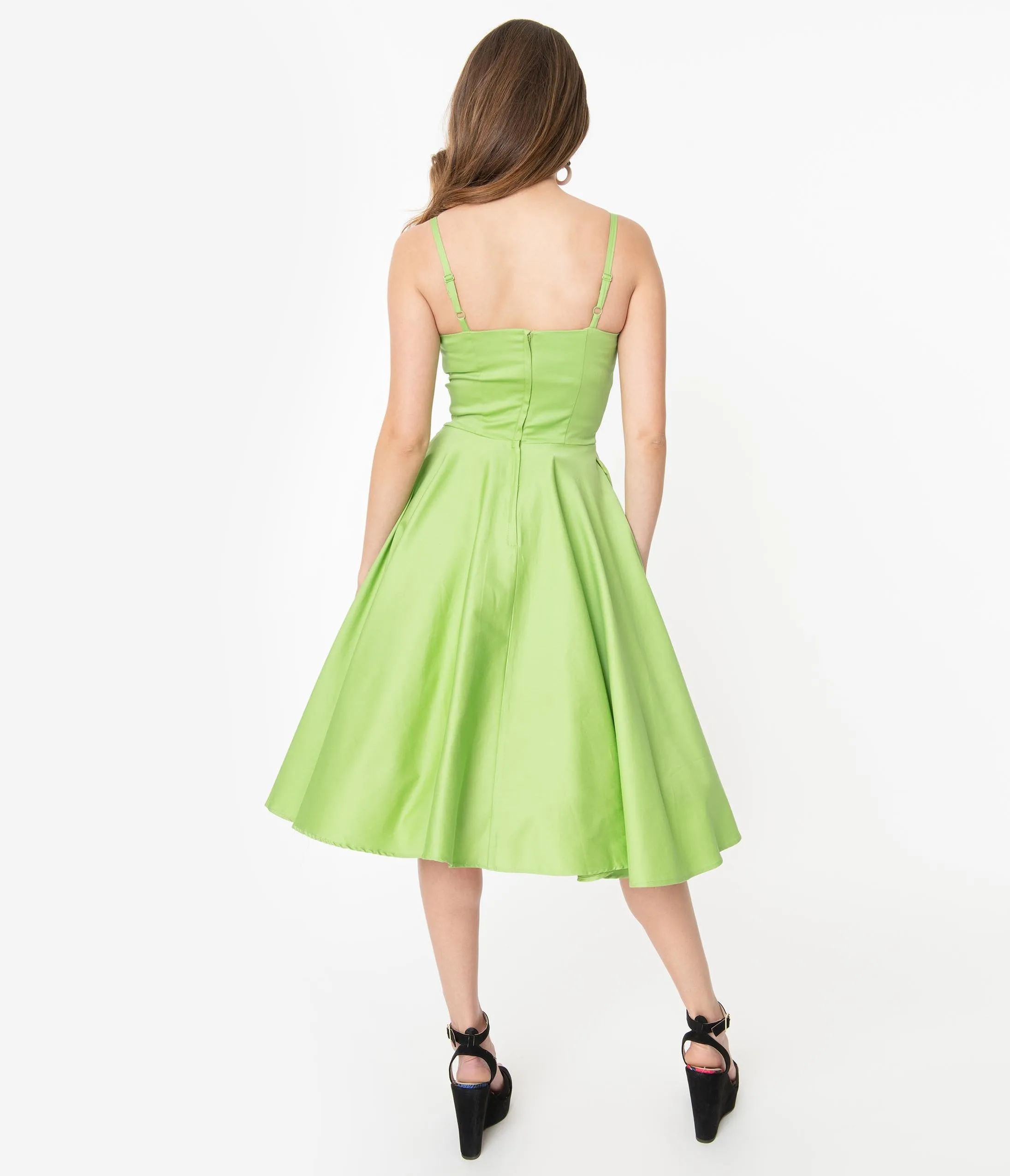 1950s Peridot Sleeveless Peggy Swing Dress
