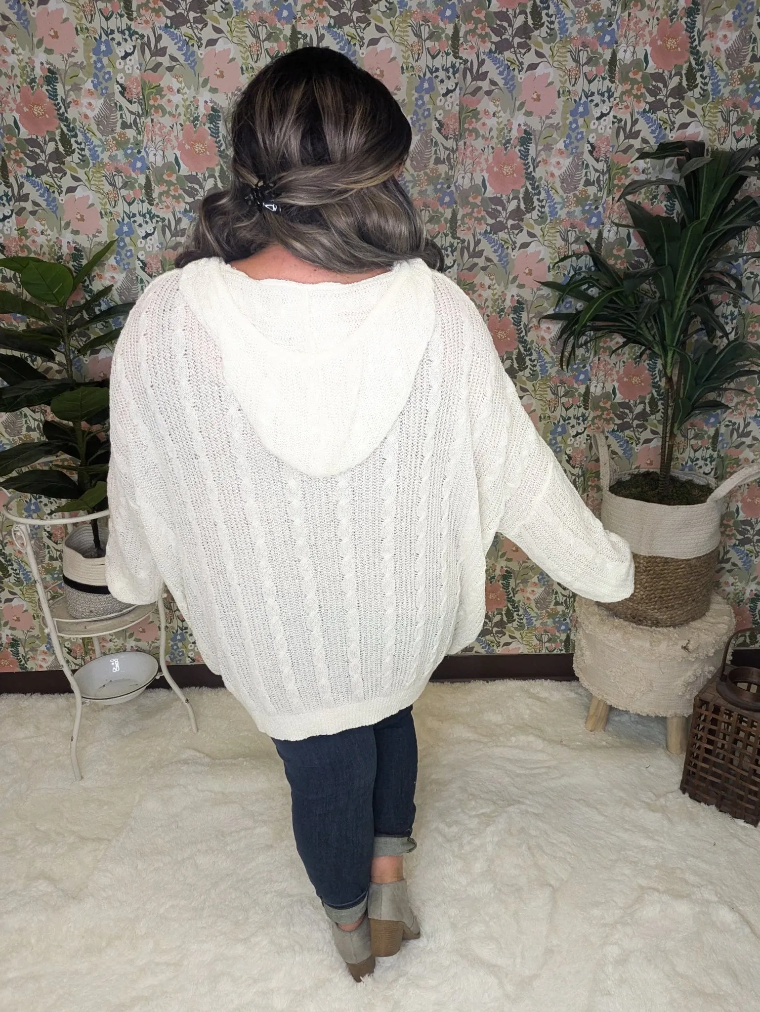 Allister Open Knit Cream Hooded Sweater