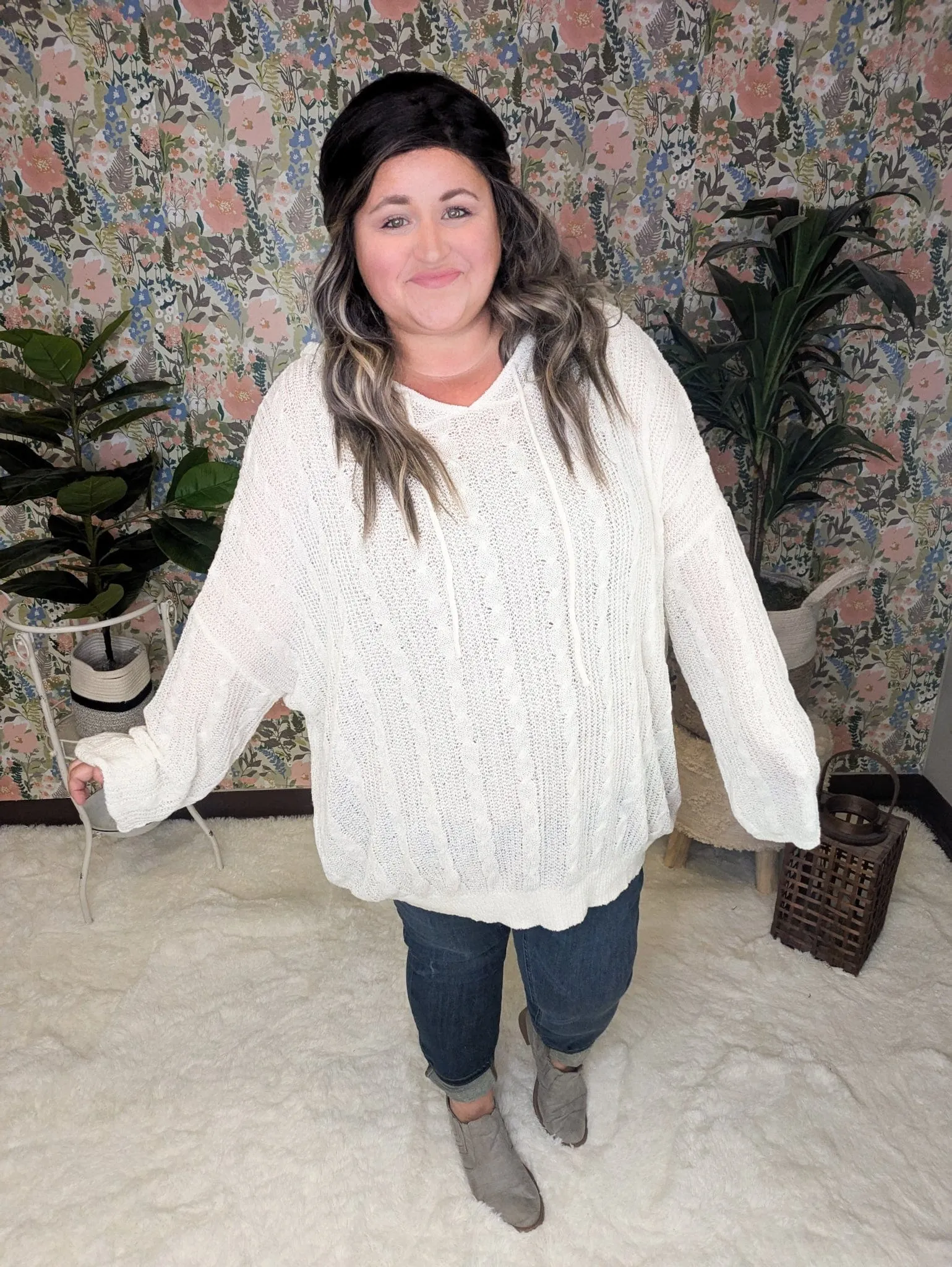 Allister Open Knit Cream Hooded Sweater