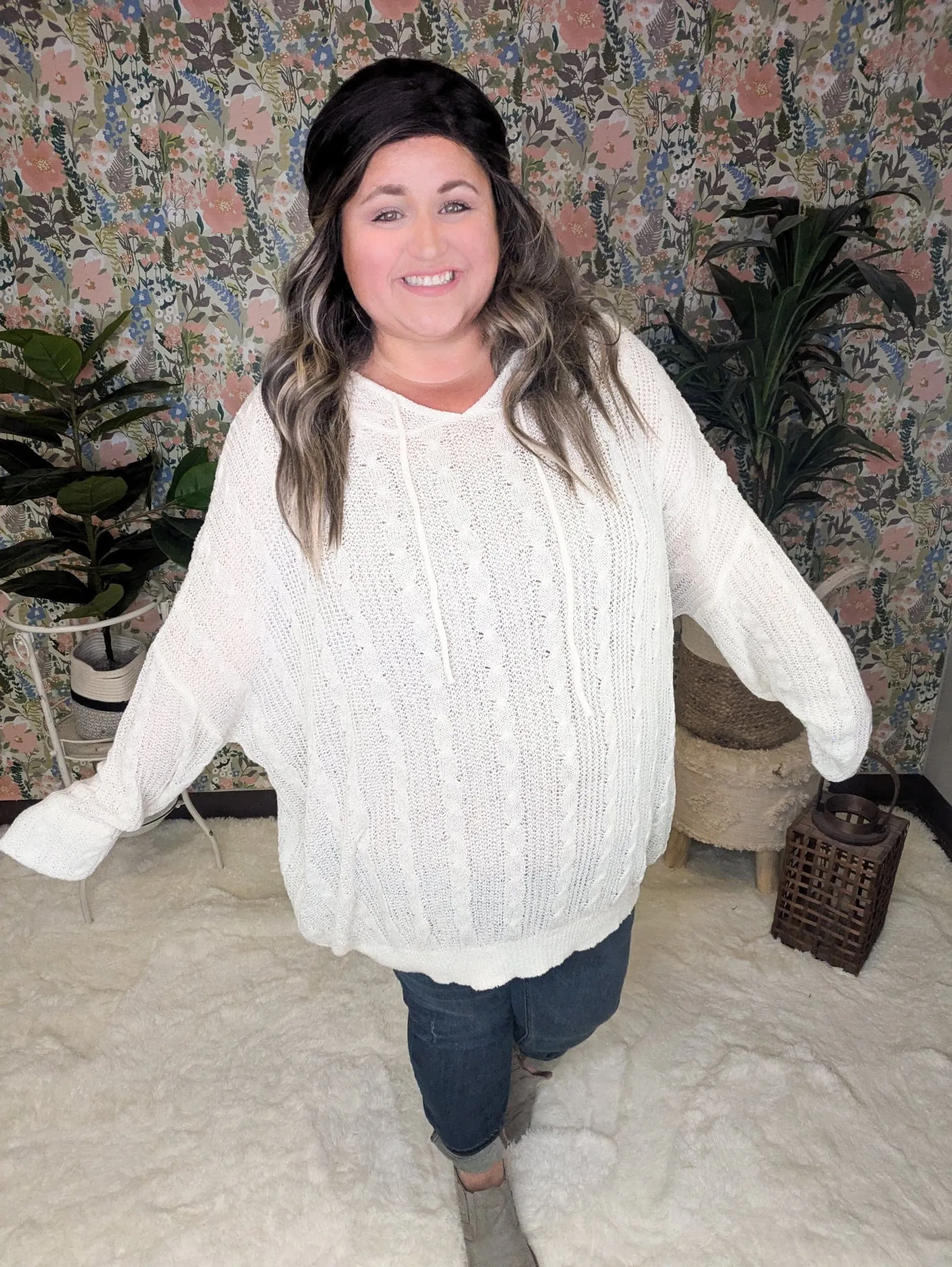 Allister Open Knit Cream Hooded Sweater