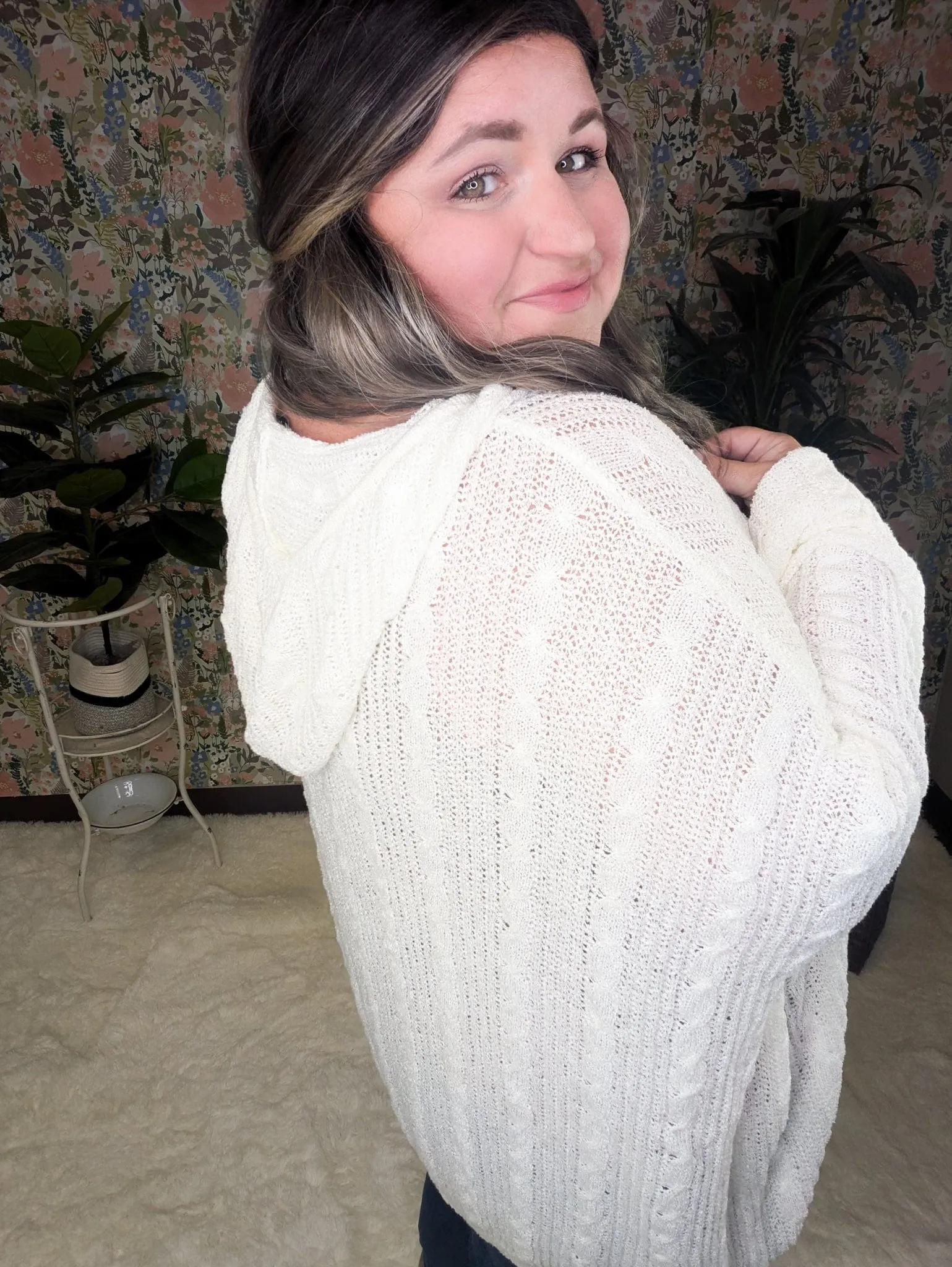 Allister Open Knit Cream Hooded Sweater
