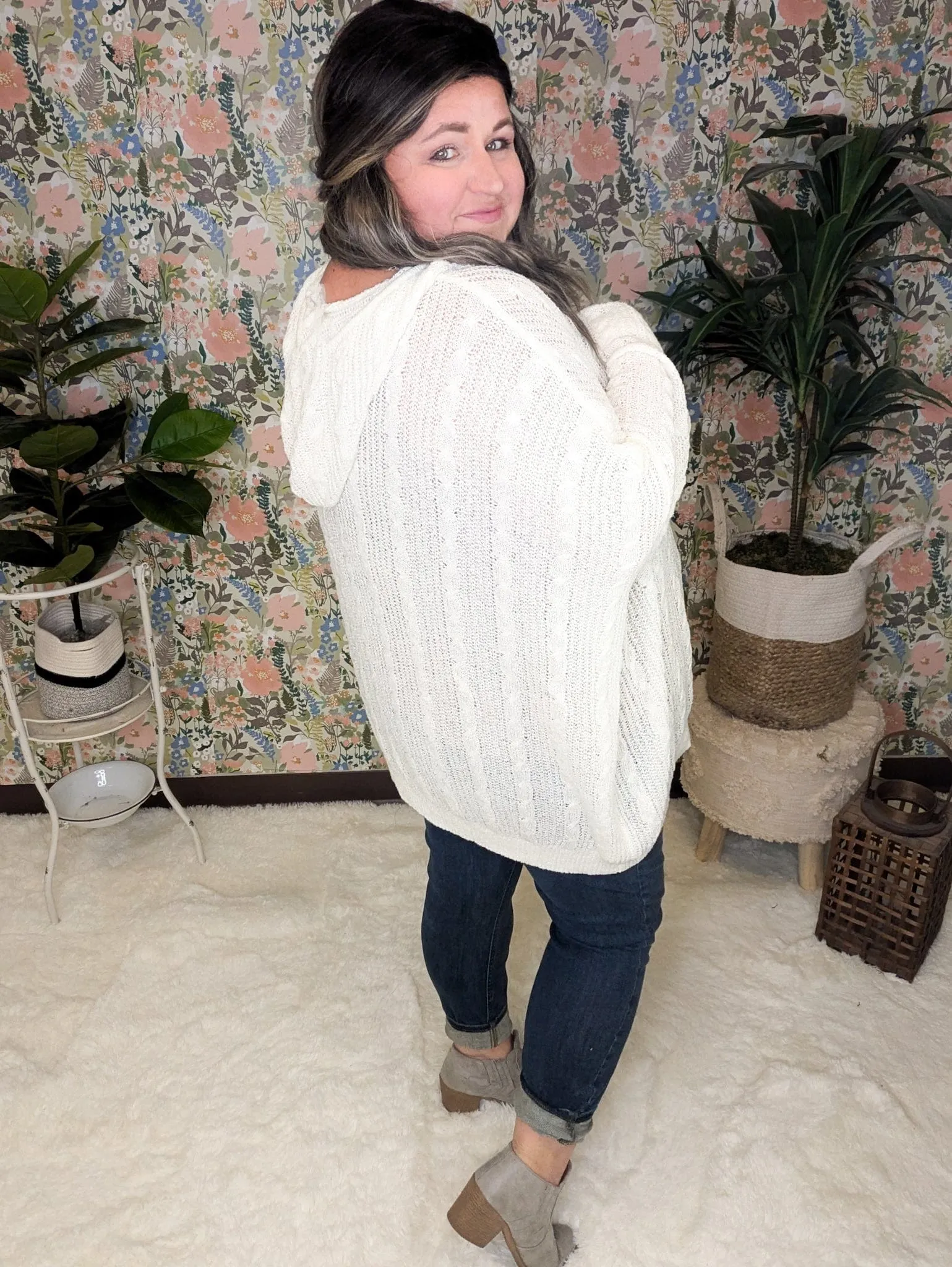 Allister Open Knit Cream Hooded Sweater