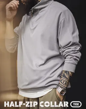 American Casual Half-Zip Stand-Up Collar Lapel Pullover Men's Sweater