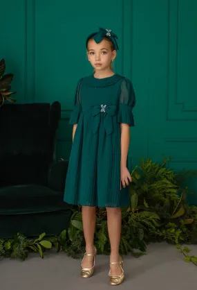Beautiful Emerald Green chiffon dress with Bow details.Beautiful,