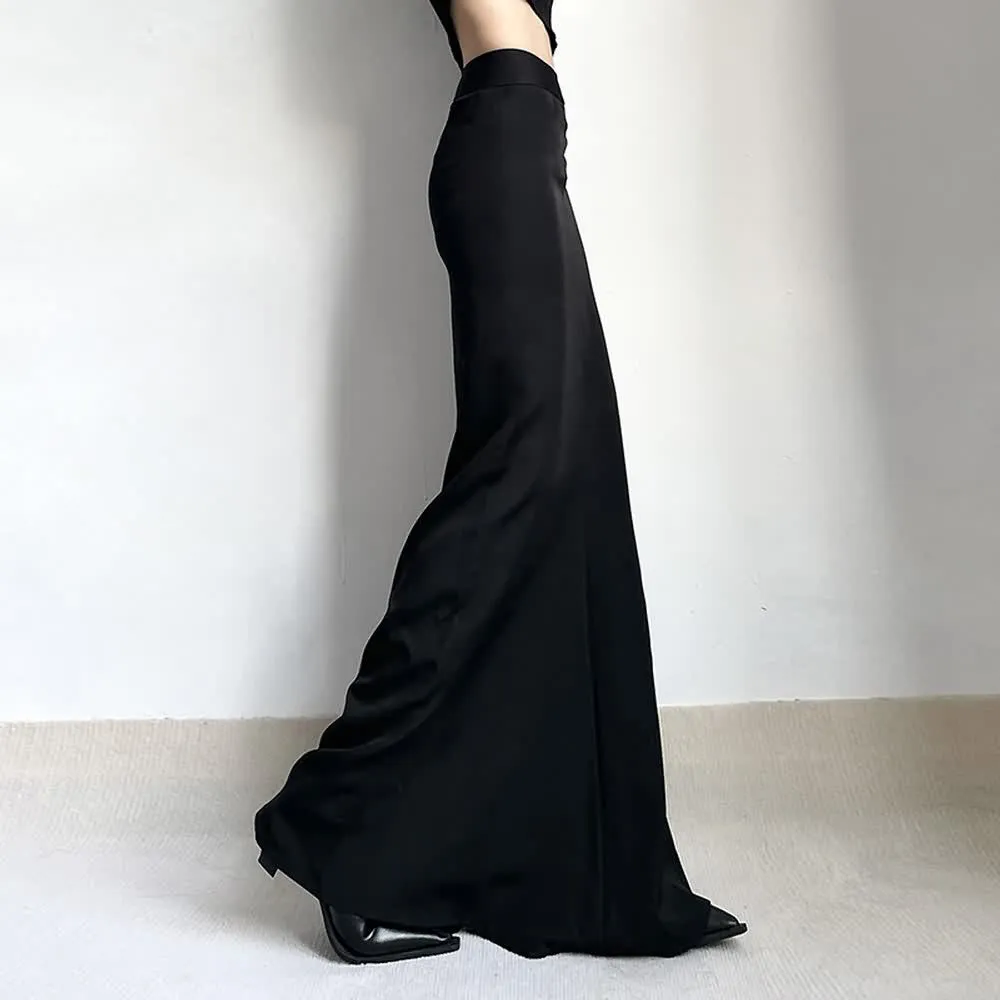 Black Minimalist High Waist Long Skirt