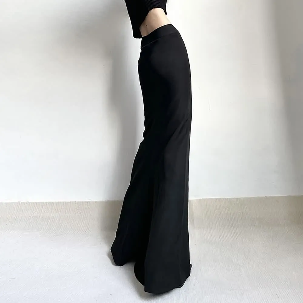 Black Minimalist High Waist Long Skirt