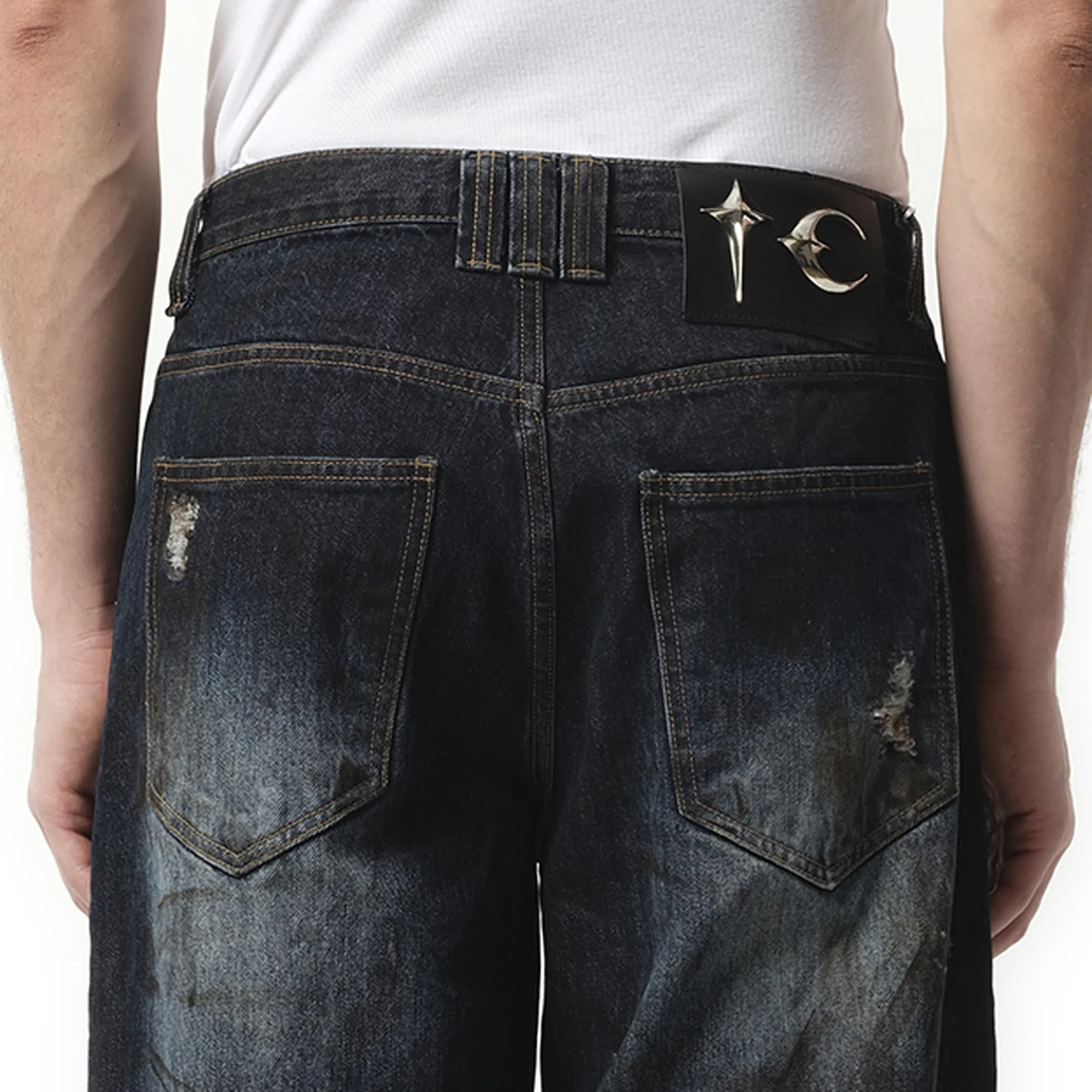 Burn Down Denim Pants in Blue