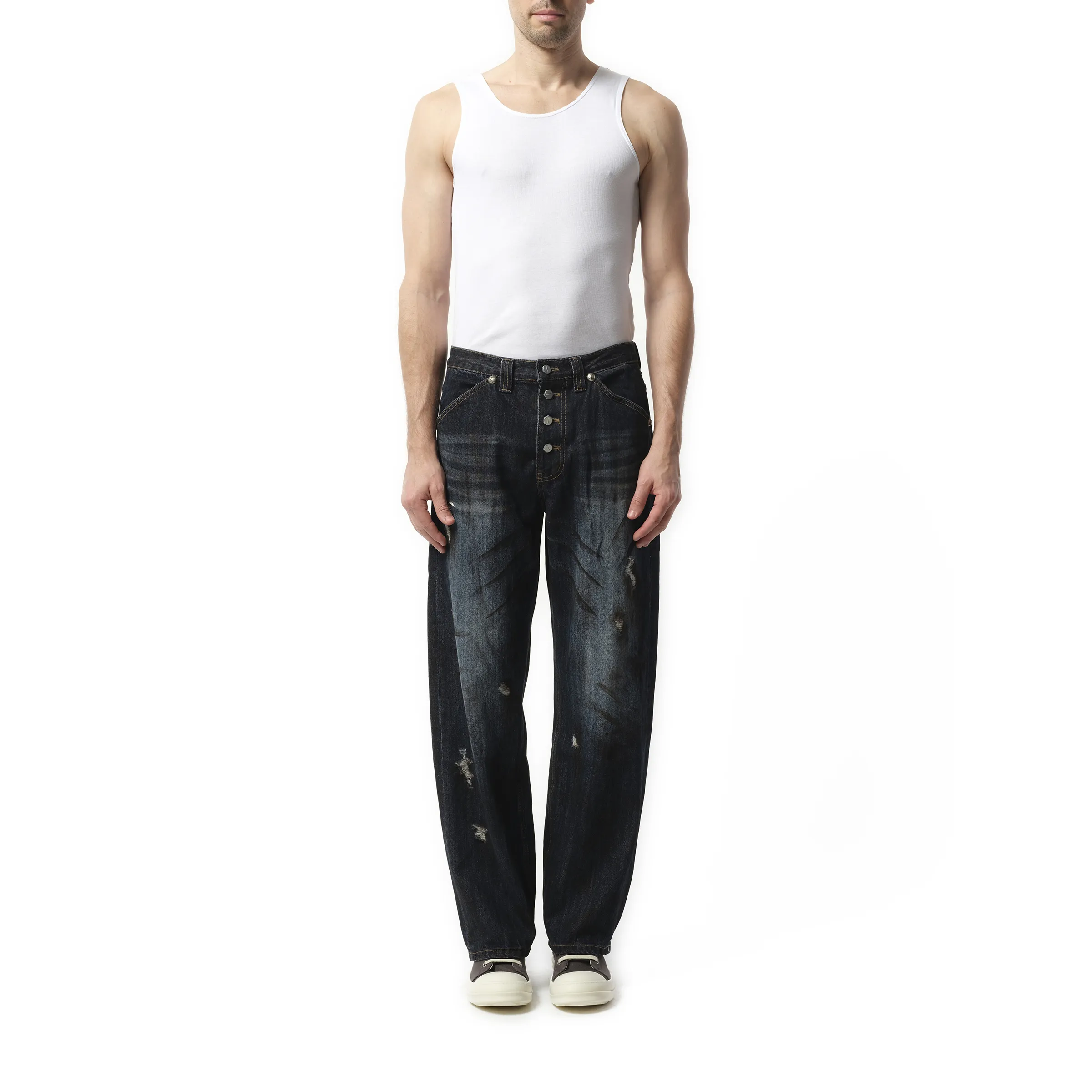 Burn Down Denim Pants in Blue
