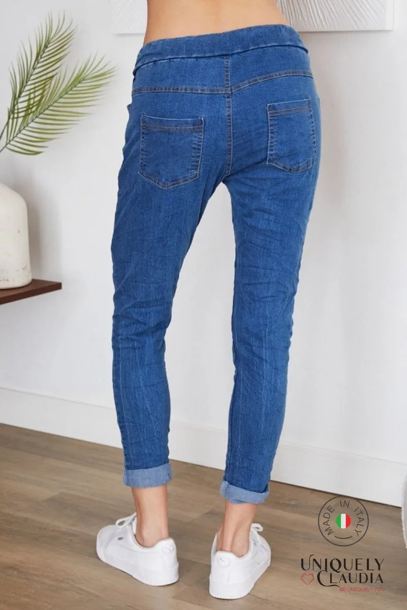 Caterina Lace Embellished Denim Joggers