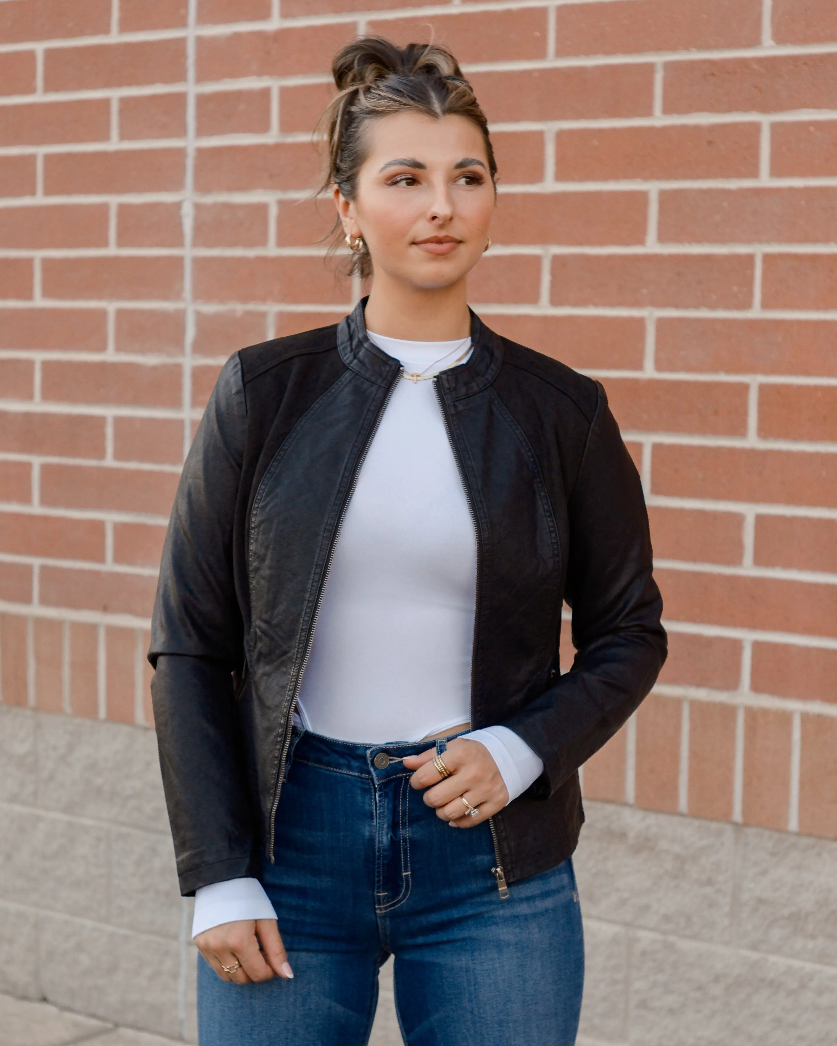 Chic Vegan Leather Jacket