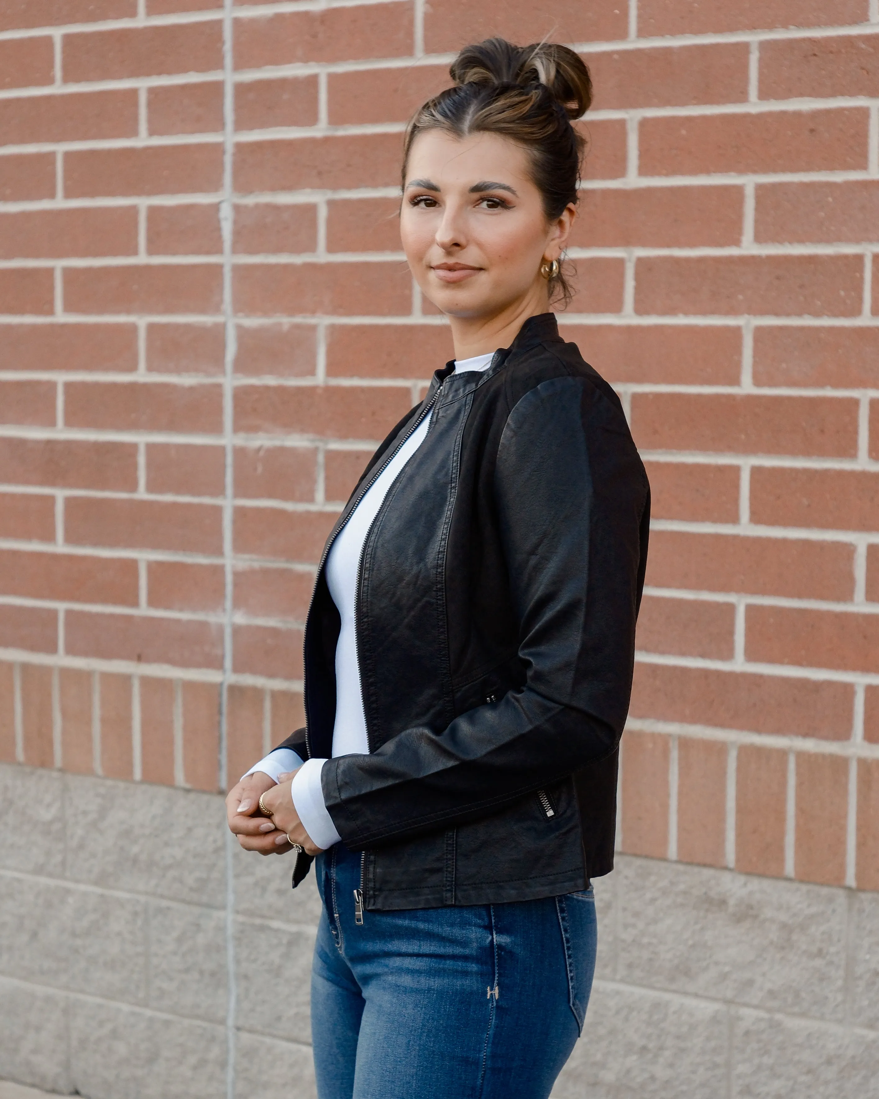 Chic Vegan Leather Jacket