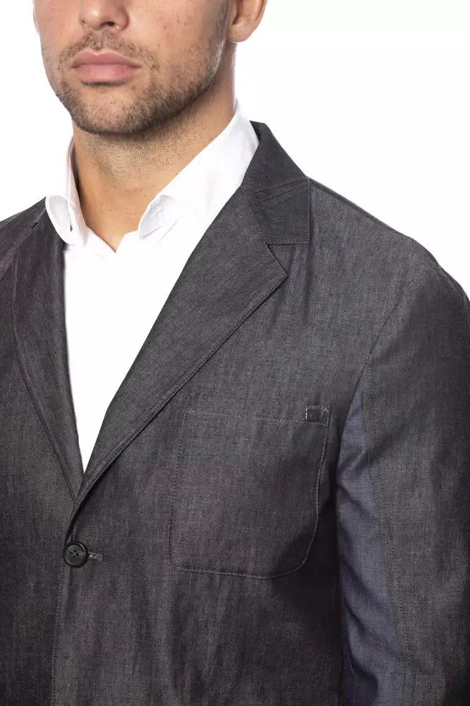 Chic Verri Single-Breasted Gray Blazer