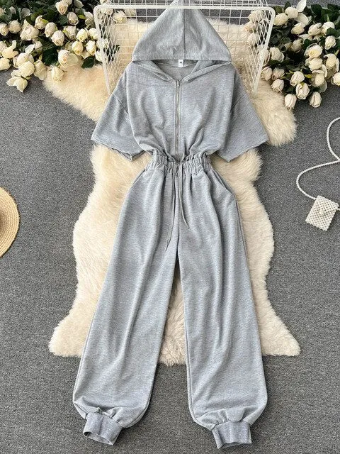 Chic Vintage Tailored Collar Jumpsuit – Single Breasted, High Waist, Wide Leg Pants, Casual Summer Playsuit for Women