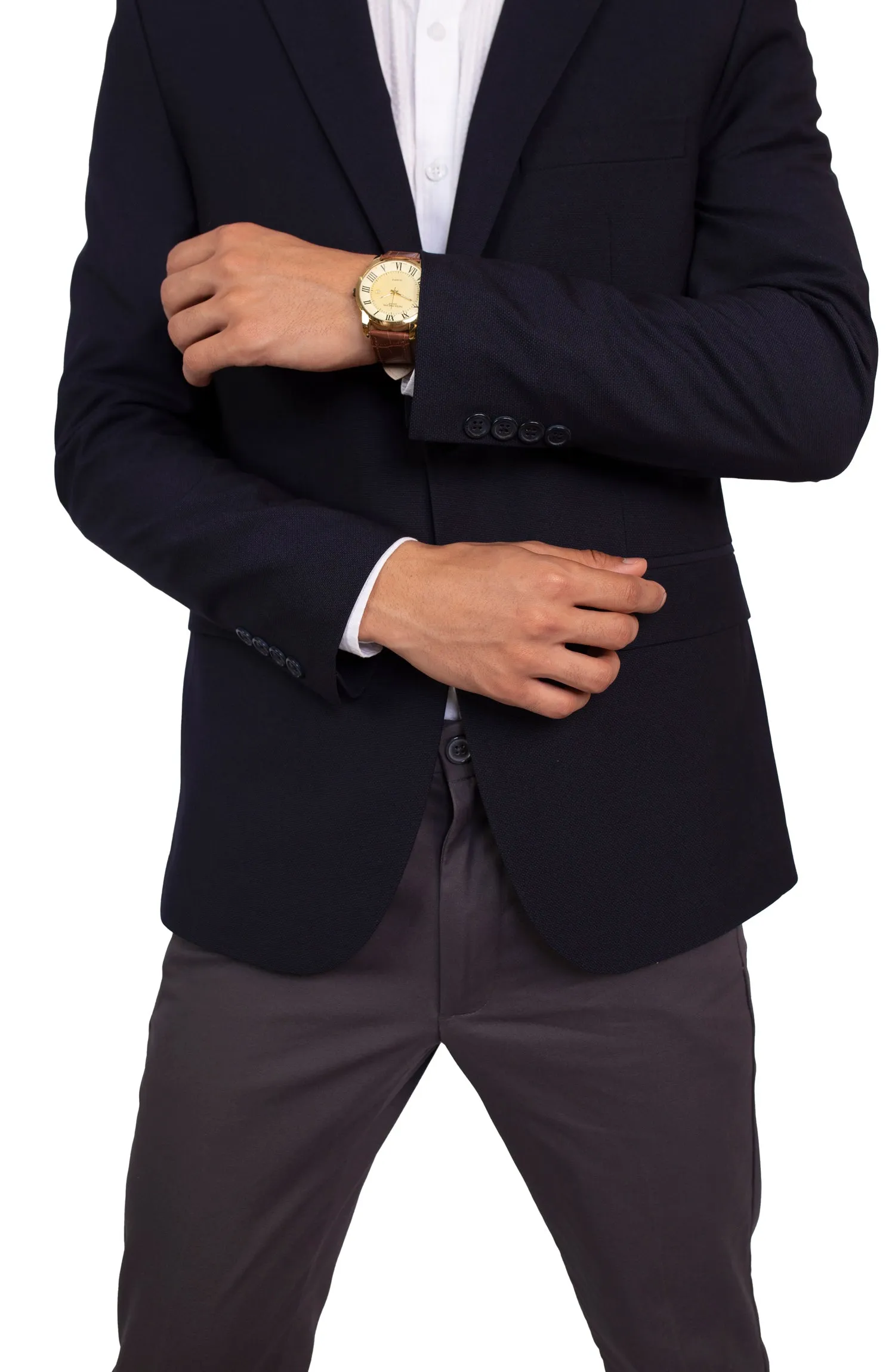 Contrast Textured Navy Blazer