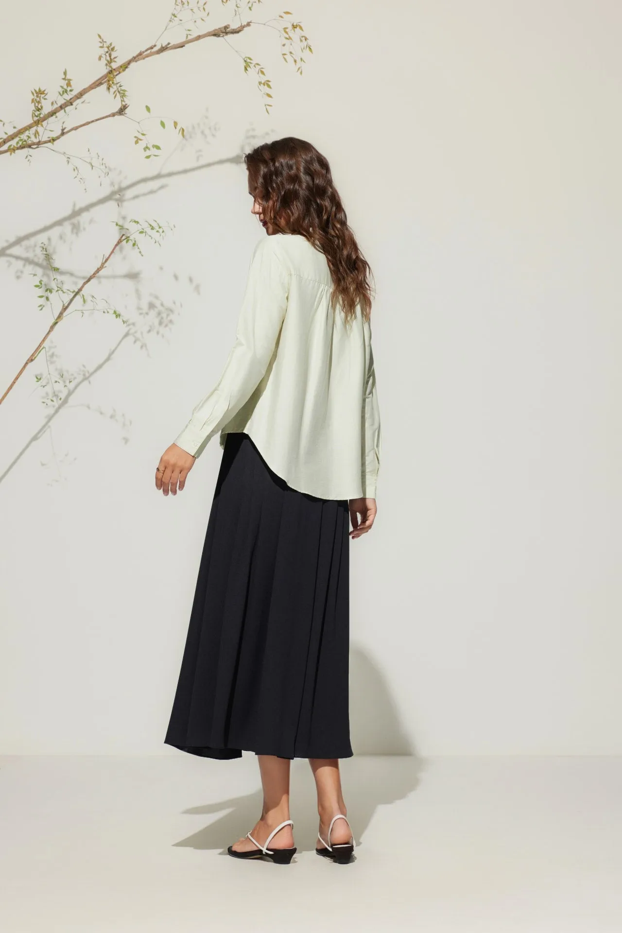 Crinkle Pleated Flare Skirt