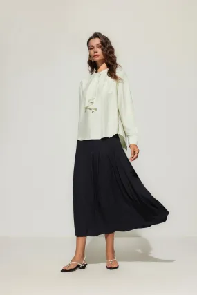 Crinkle Pleated Flare Skirt
