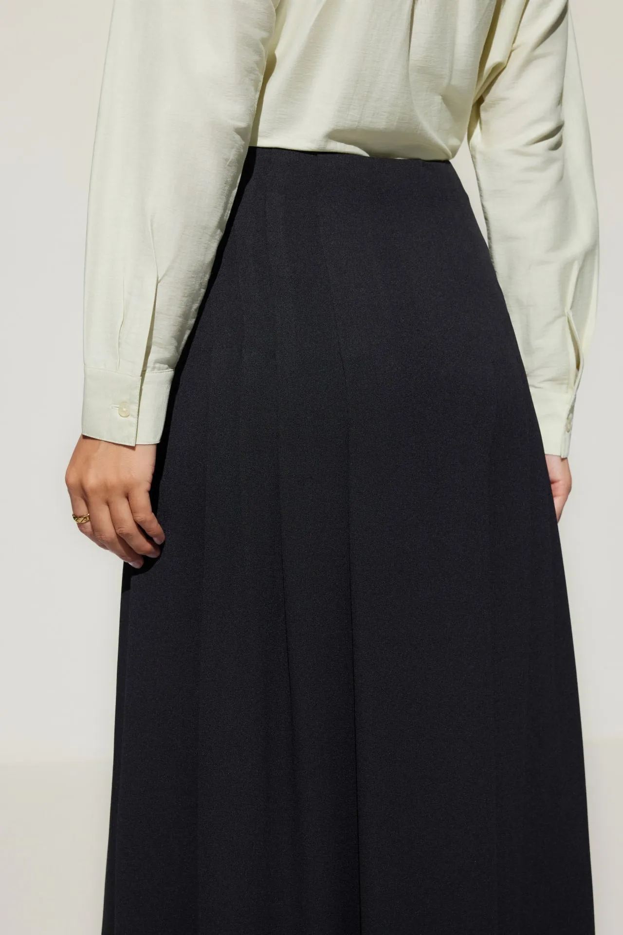Crinkle Pleated Flare Skirt