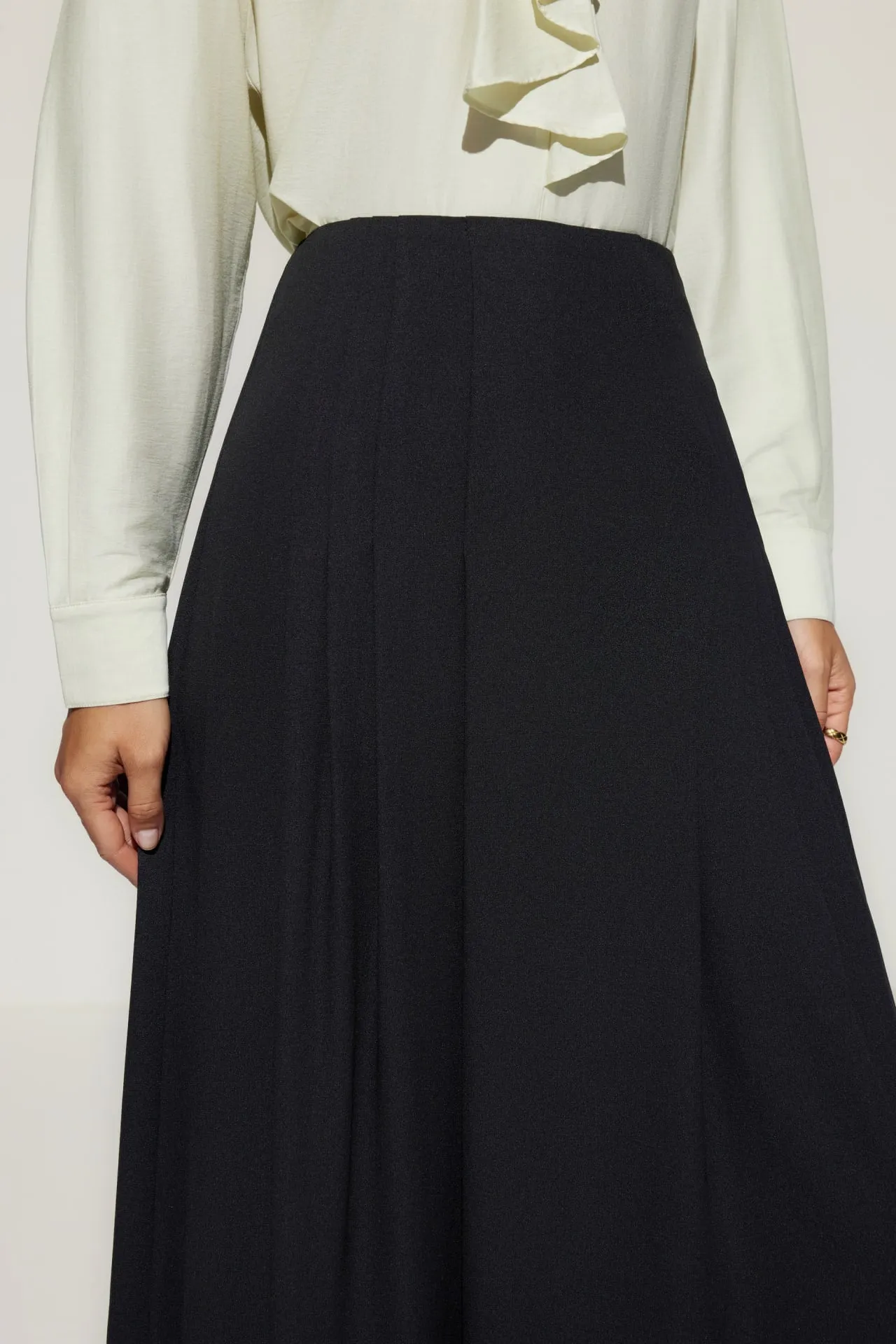 Crinkle Pleated Flare Skirt