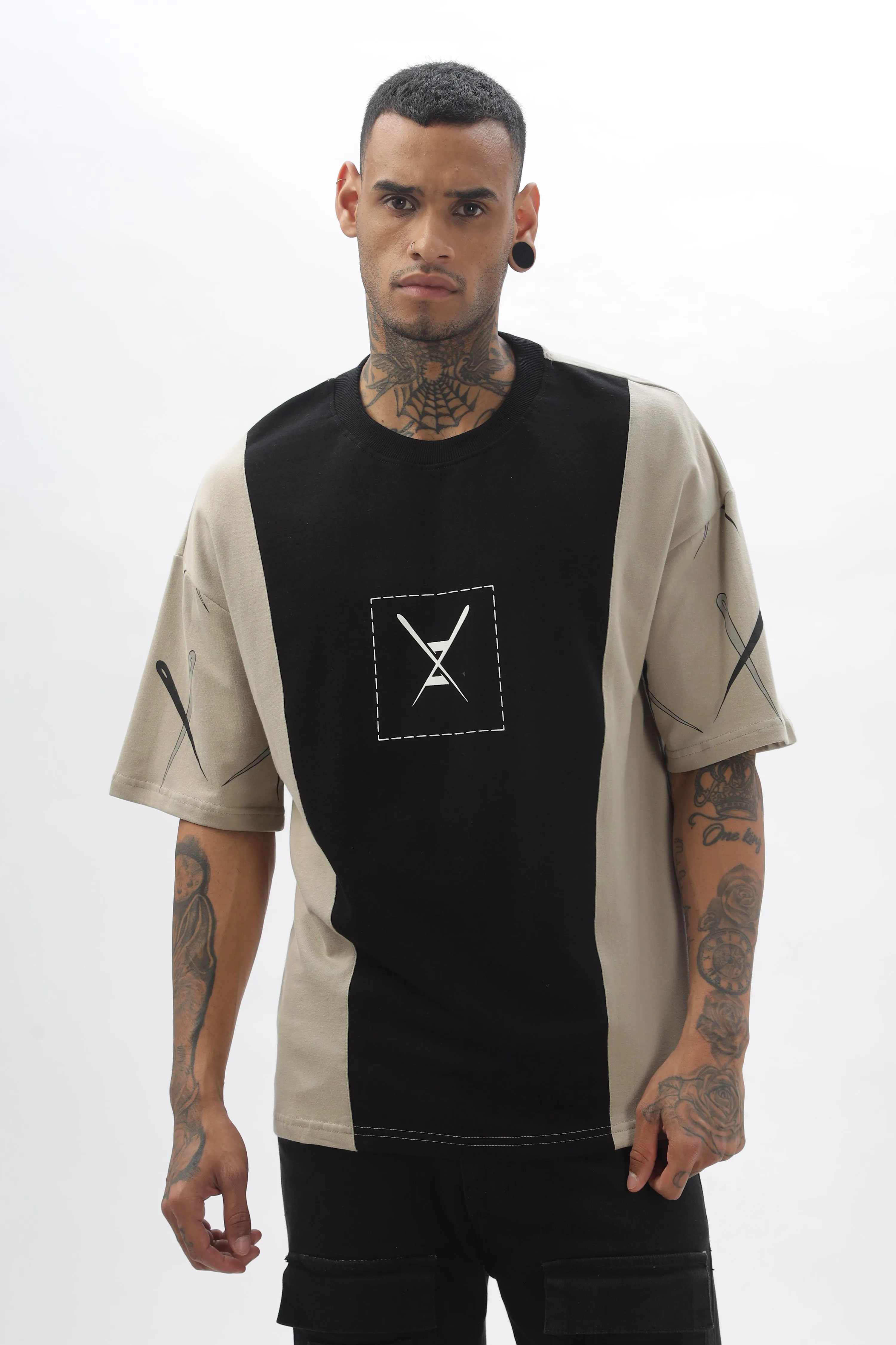 CrossBlock Black & Grey Dropshoulder Tee