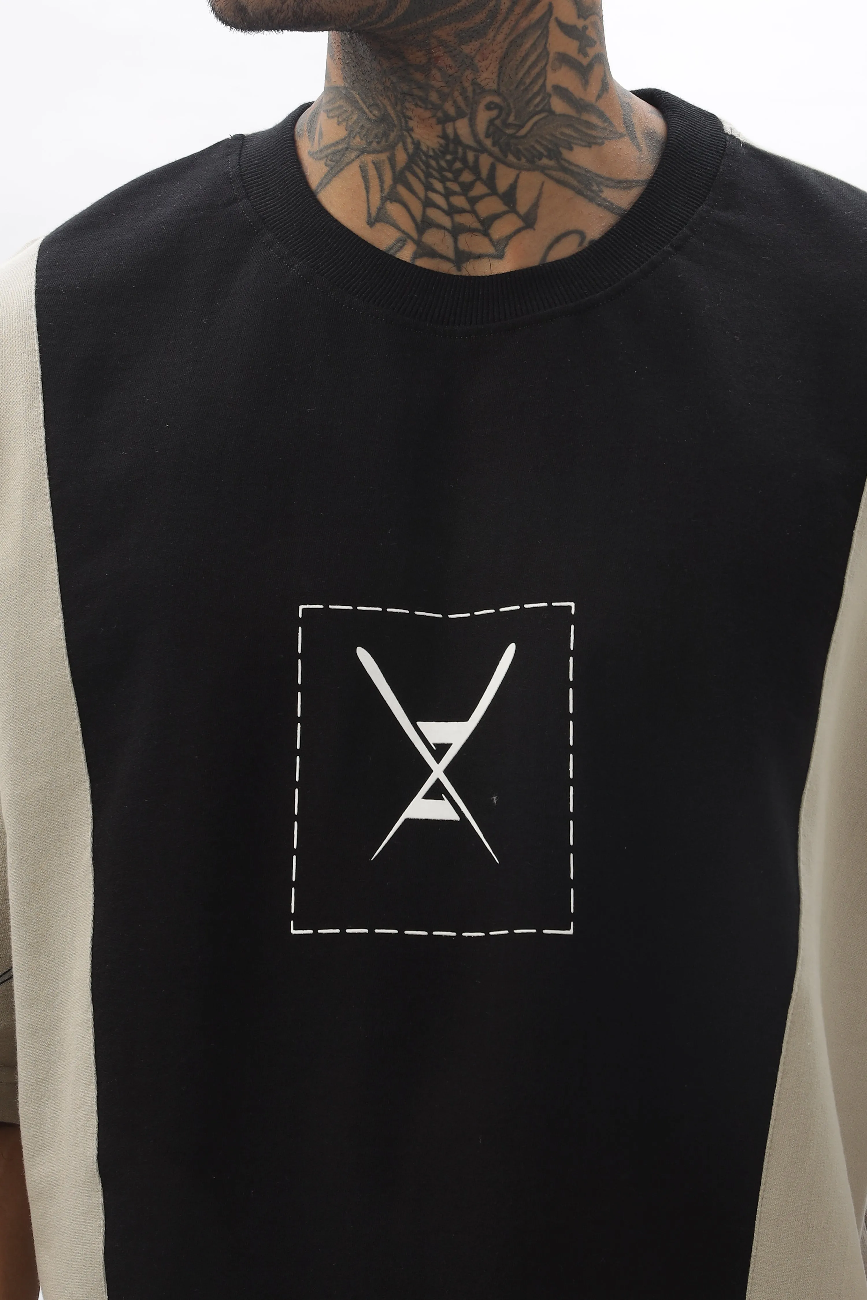 CrossBlock Black & Grey Dropshoulder Tee