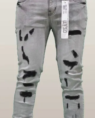 Distressed Charcoal Faded Skinny Jean
