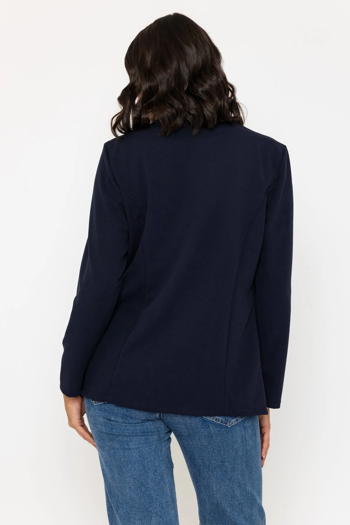 Edge To Edge Scuba Blazer in Navy
