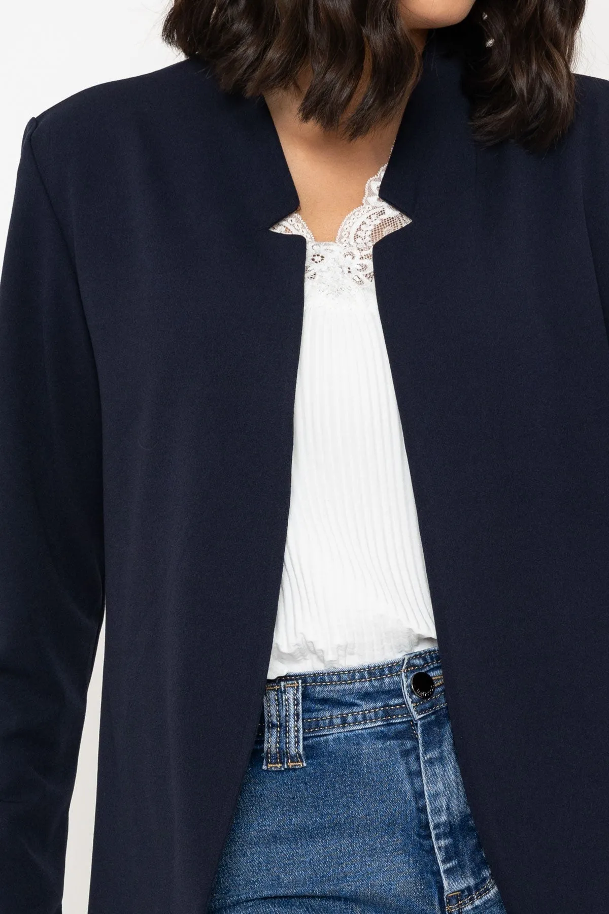 Edge To Edge Scuba Blazer in Navy