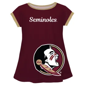 Florida State Seminoles Big Logo Garnet Short Sleeve Girls Laurie Top by Vive La Fete