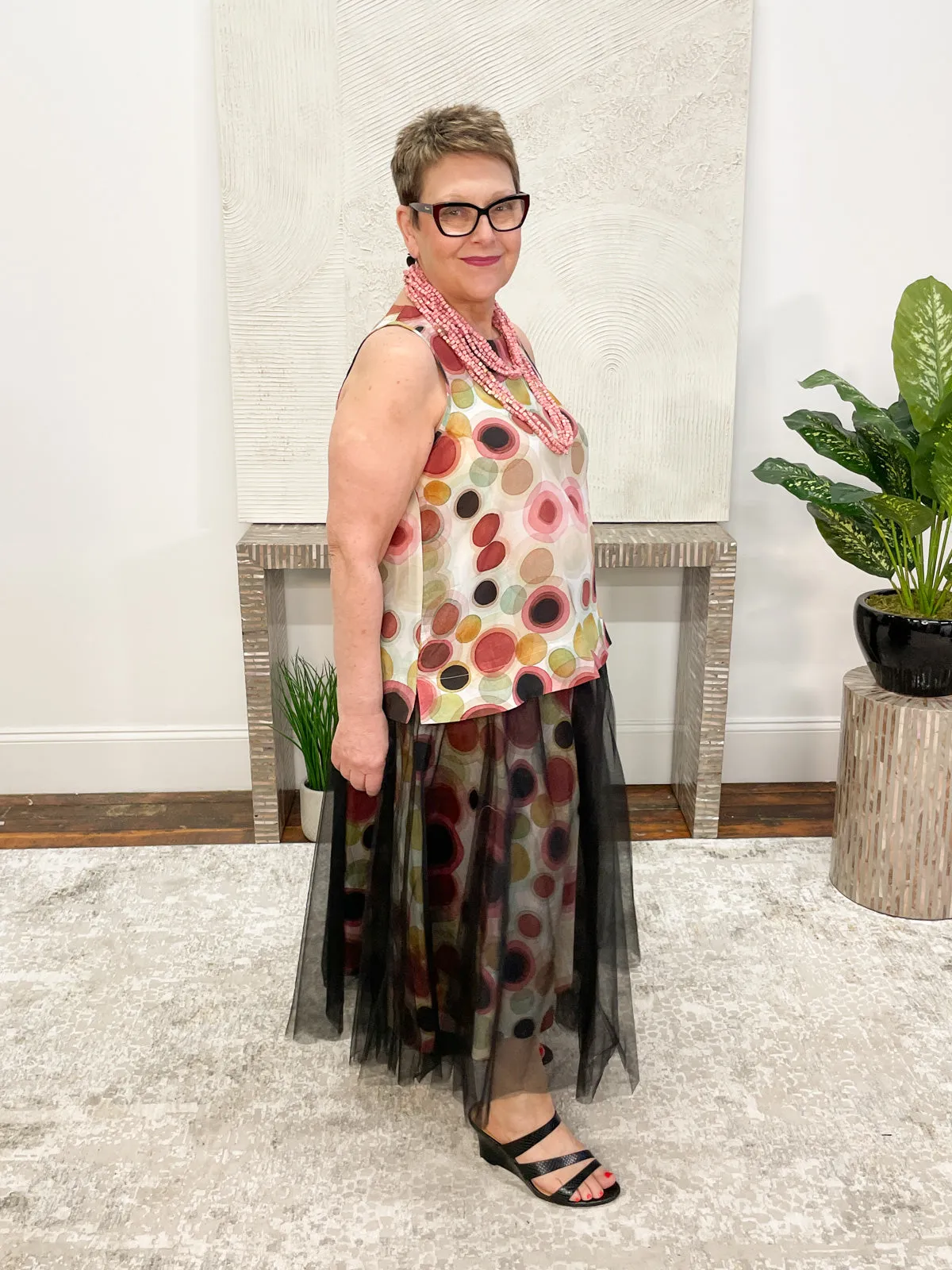 Flow Tulle Overlay Skirt, Mauve Multi