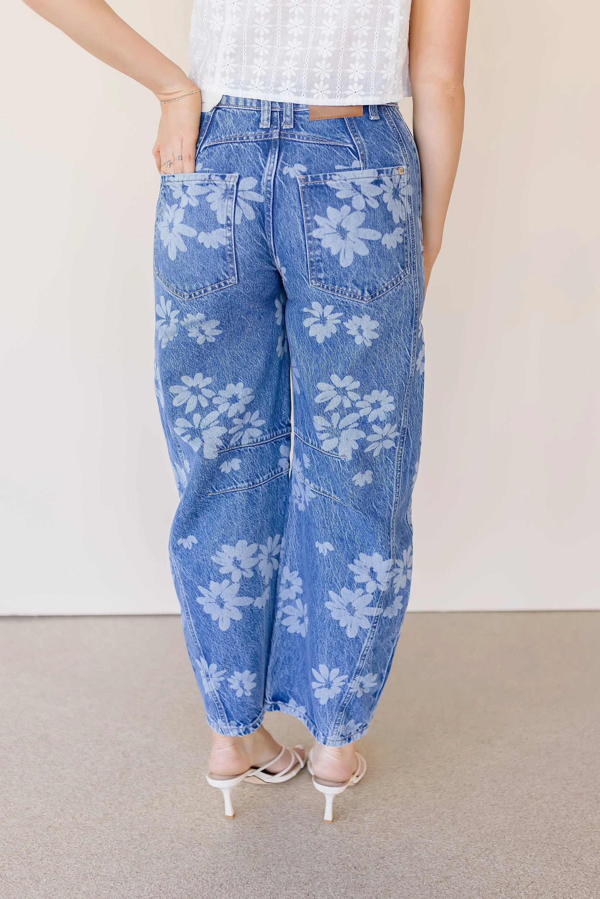 Good Luck Printed Barrel Jeans