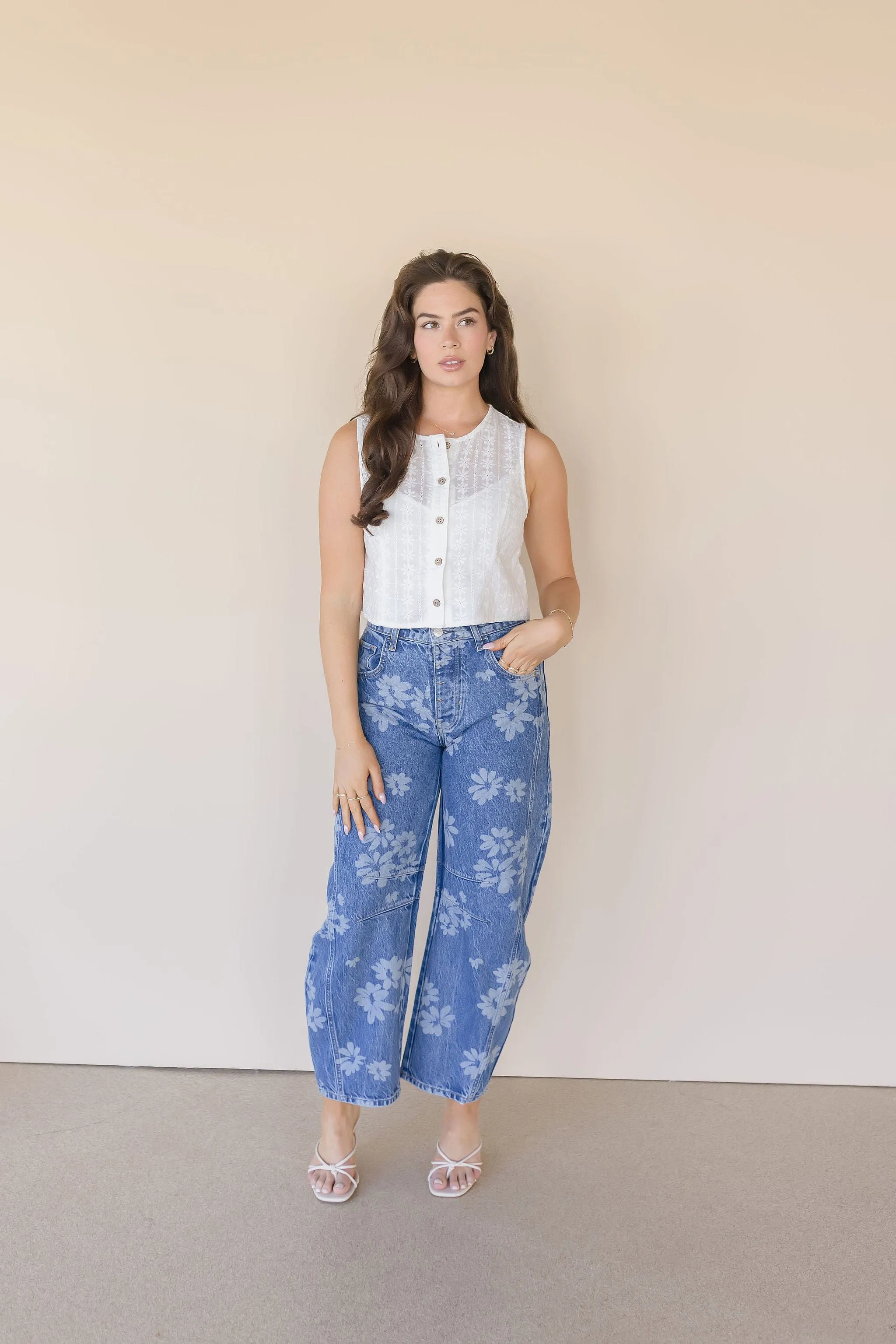 Good Luck Printed Barrel Jeans