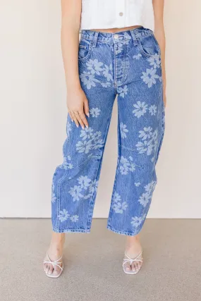 Good Luck Printed Barrel Jeans