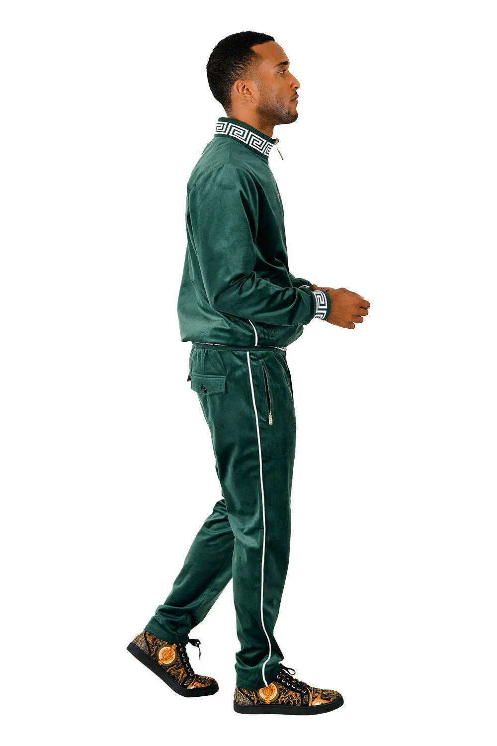 Green Men's Jogging Set Pants and Reversible Jacket Tracksuit Style No: JJ900