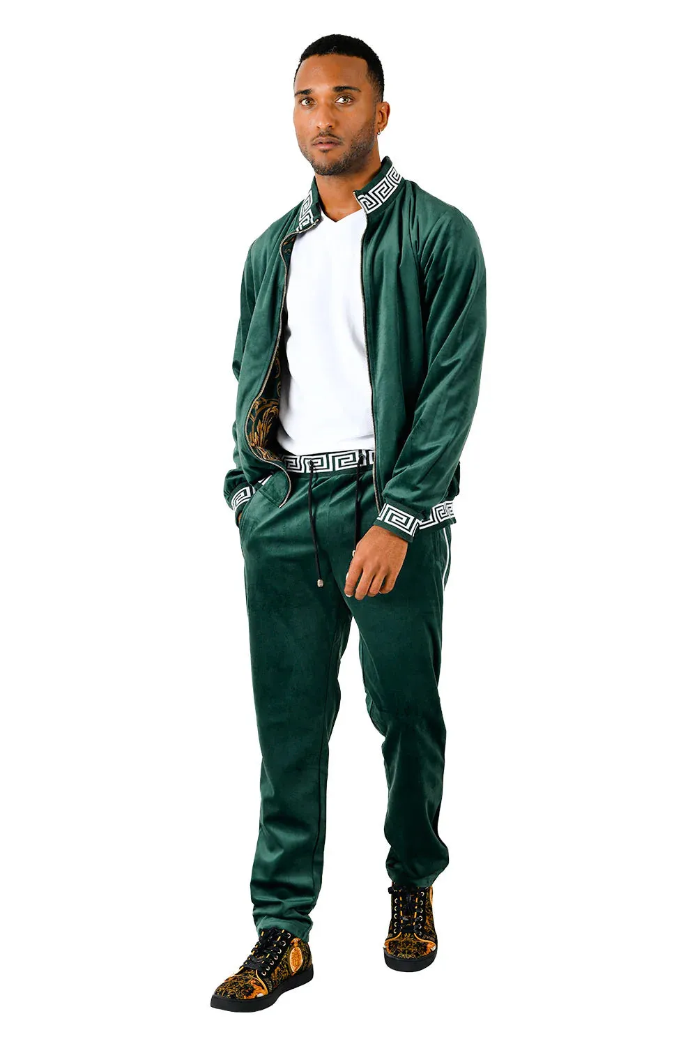 Green Men's Jogging Set Pants and Reversible Jacket Tracksuit Style No: JJ900