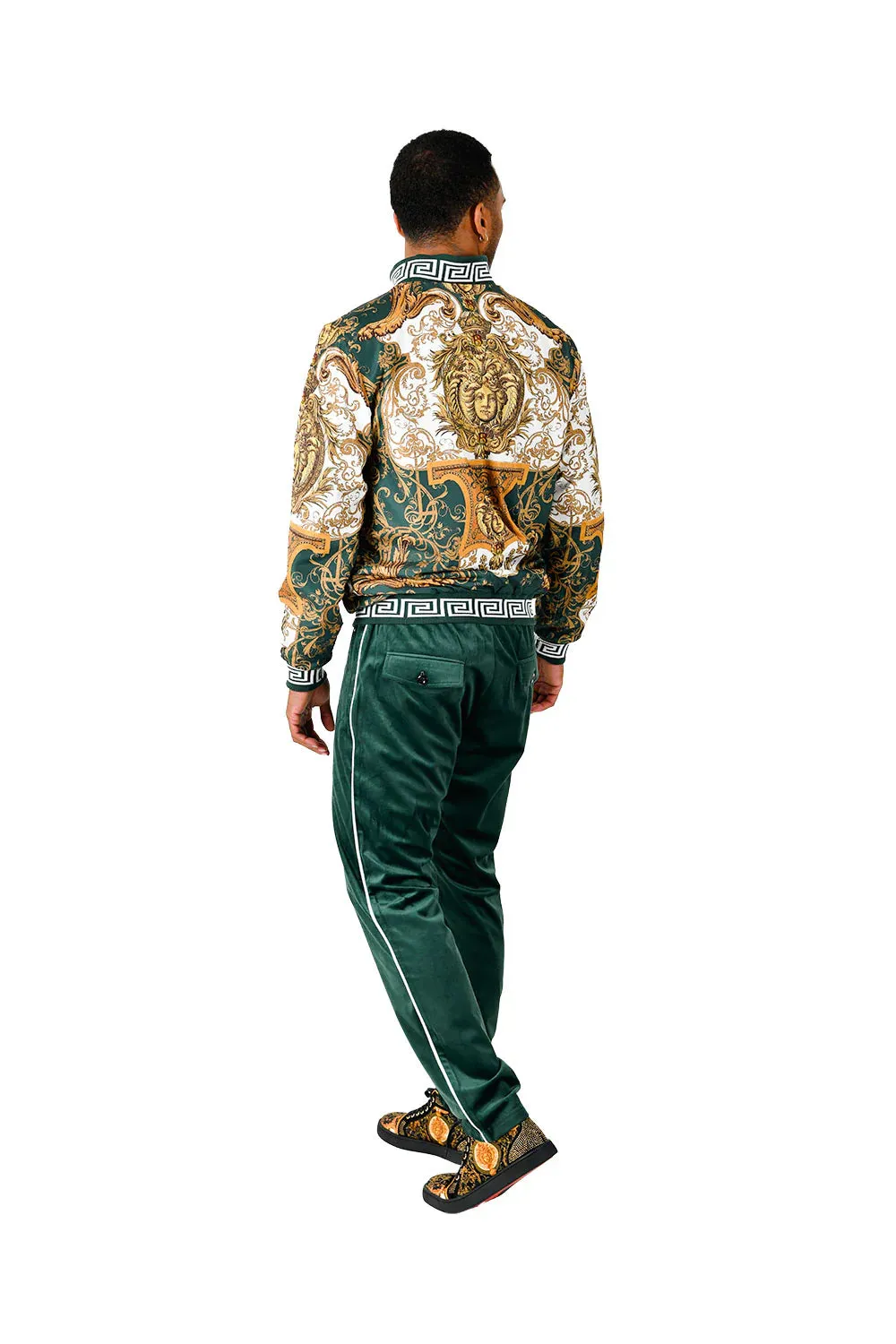Green Men's Jogging Set Pants and Reversible Jacket Tracksuit Style No: JJ900
