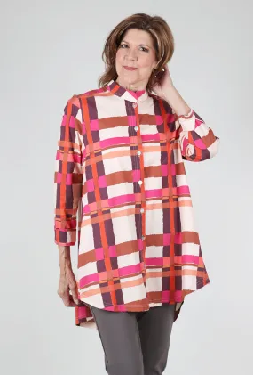 Gridworks Tunic, Rust/Fuchsia
