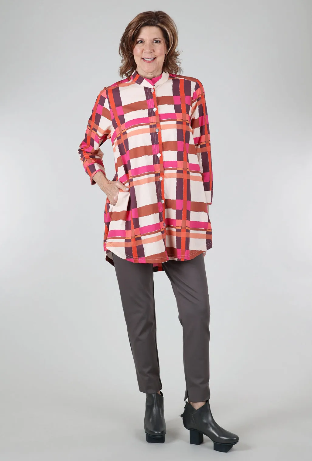 Gridworks Tunic, Rust/Fuchsia