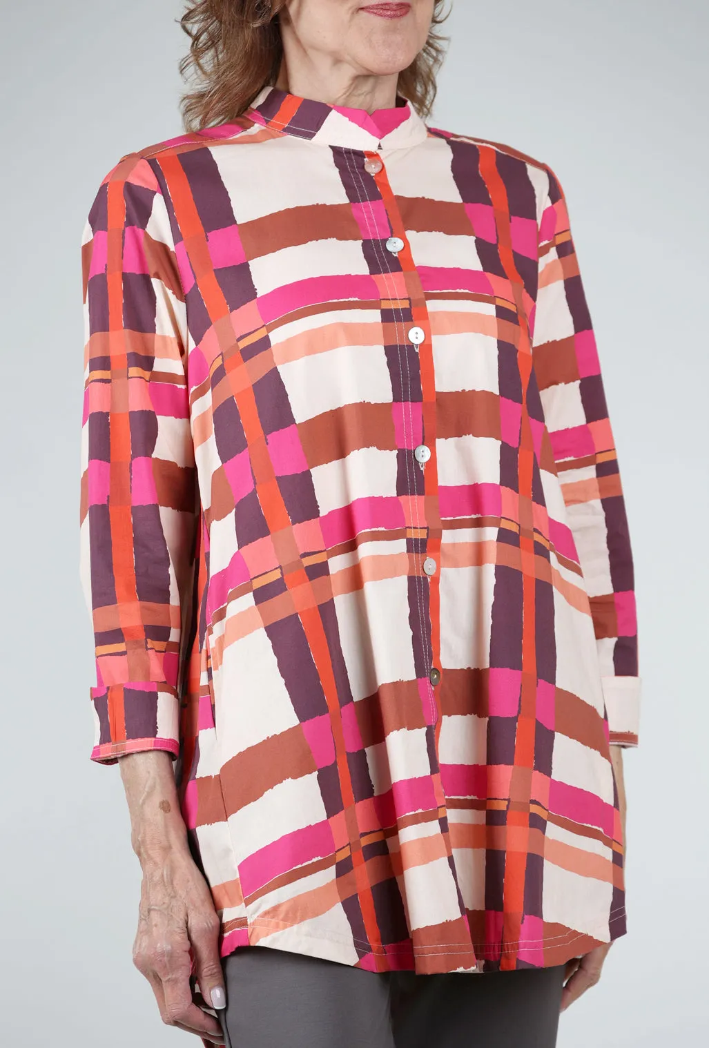 Gridworks Tunic, Rust/Fuchsia