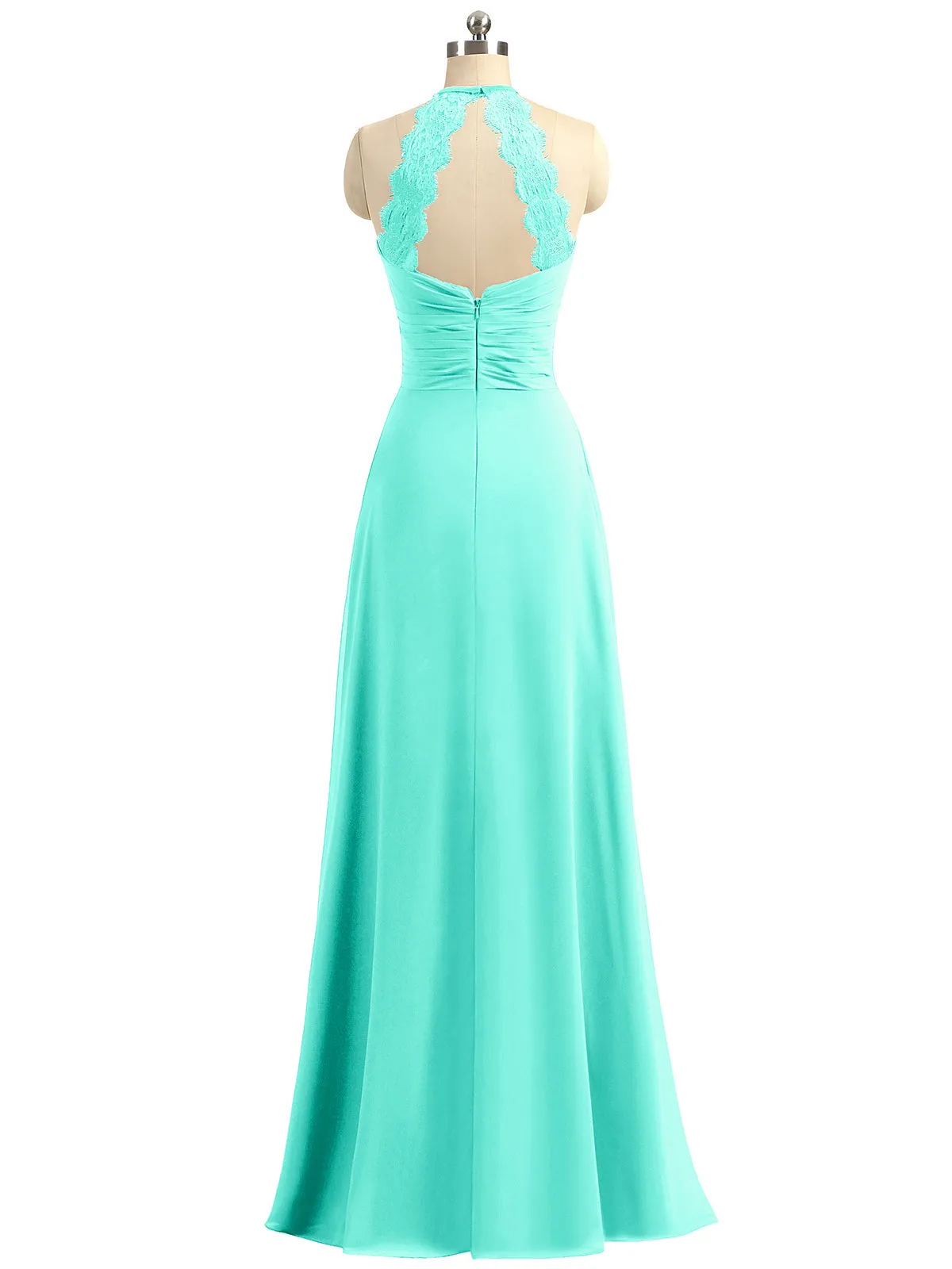 Halter Chiffon Long Gown With Lace Strap Spa