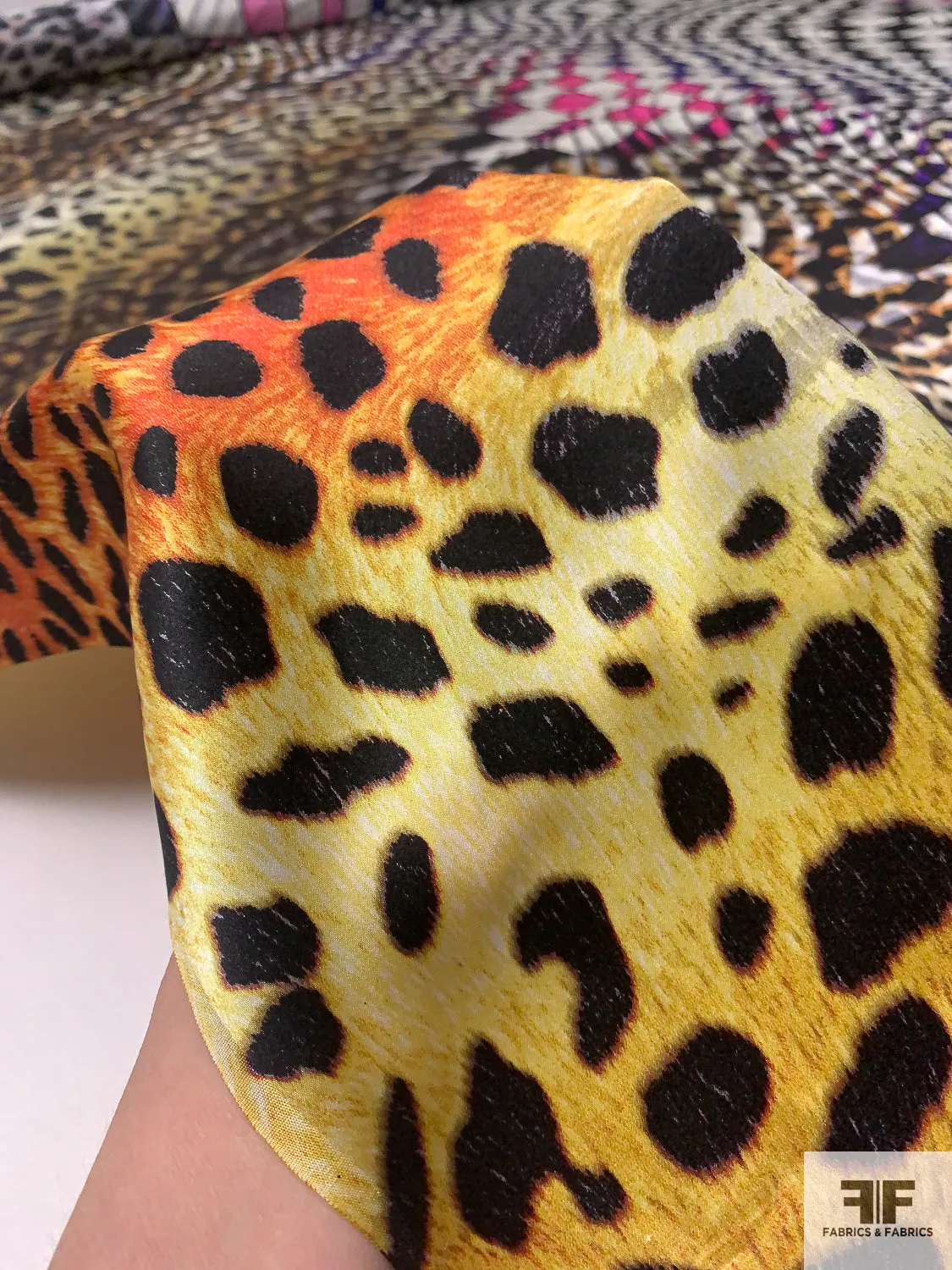 Hypnotic Checkerboard and Animal Pattern Silk Charmeuse - Black / White / Multicolor