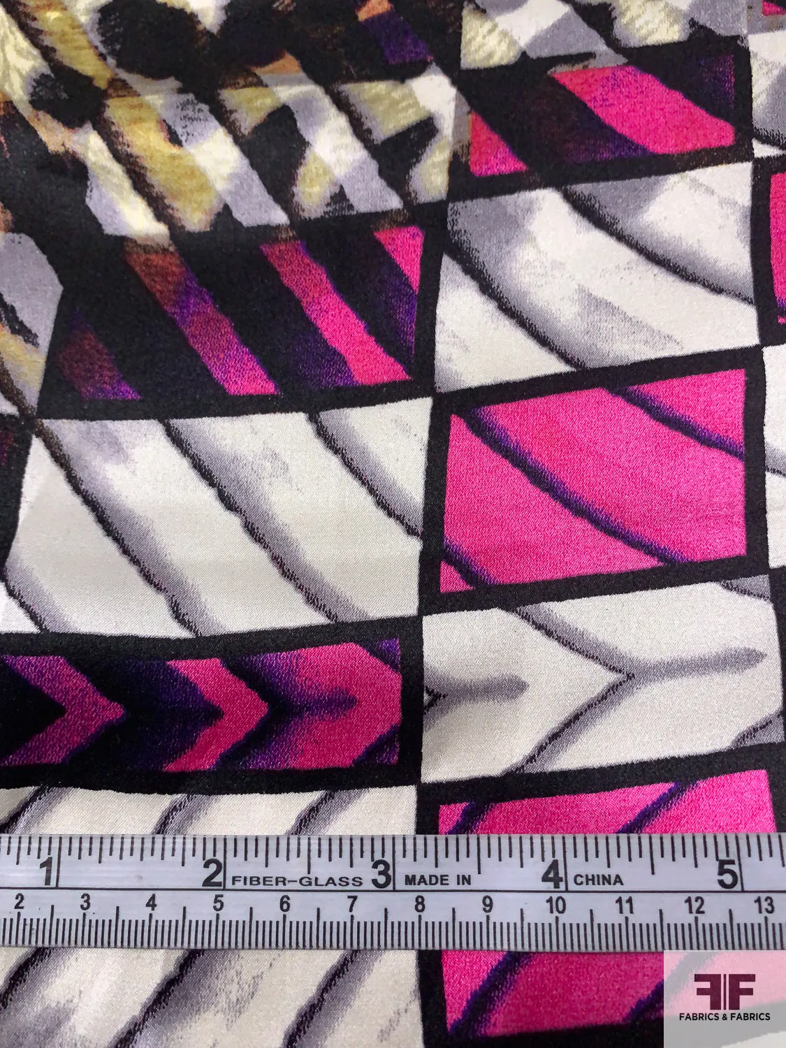 Hypnotic Checkerboard and Animal Pattern Silk Charmeuse - Black / White / Multicolor