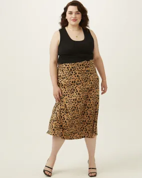 Javanna Midi Flow Skirt | Tan / Black