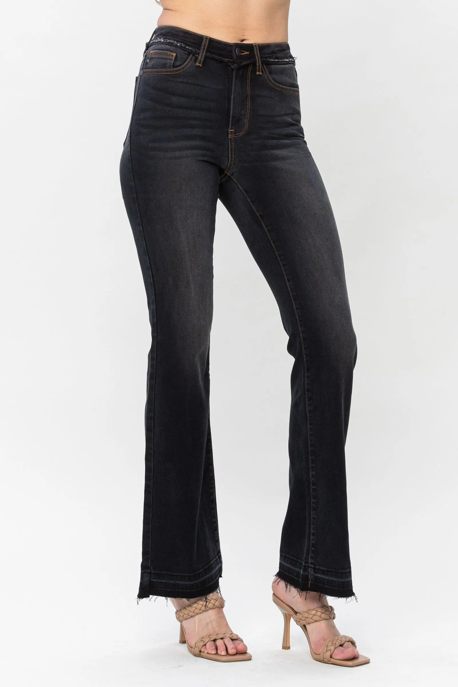 Judy Blue Black High Waist Release Hem Slim Bootcut