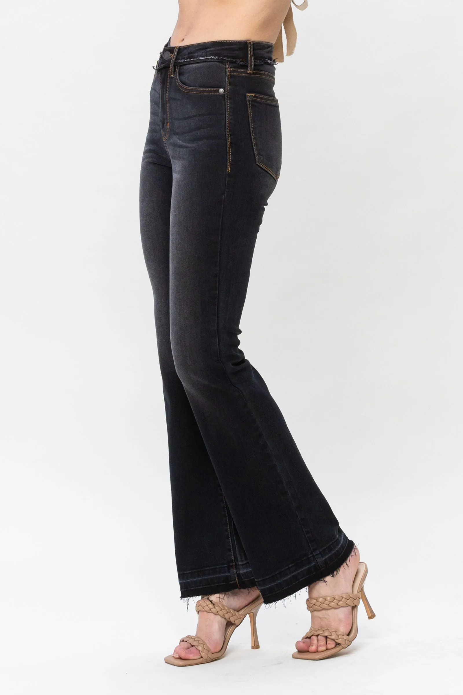 Judy Blue Black High Waist Release Hem Slim Bootcut