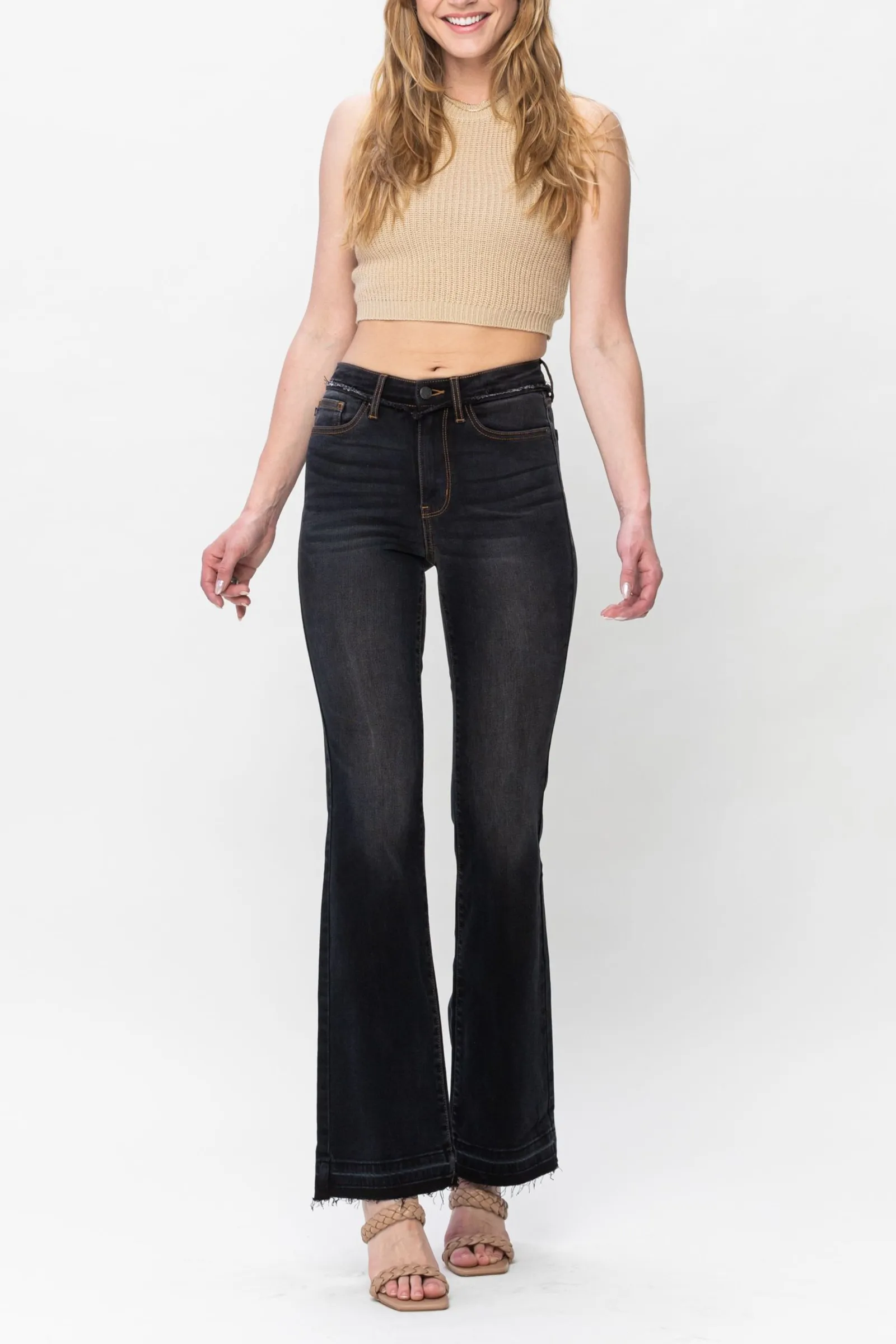 Judy Blue Black High Waist Release Hem Slim Bootcut