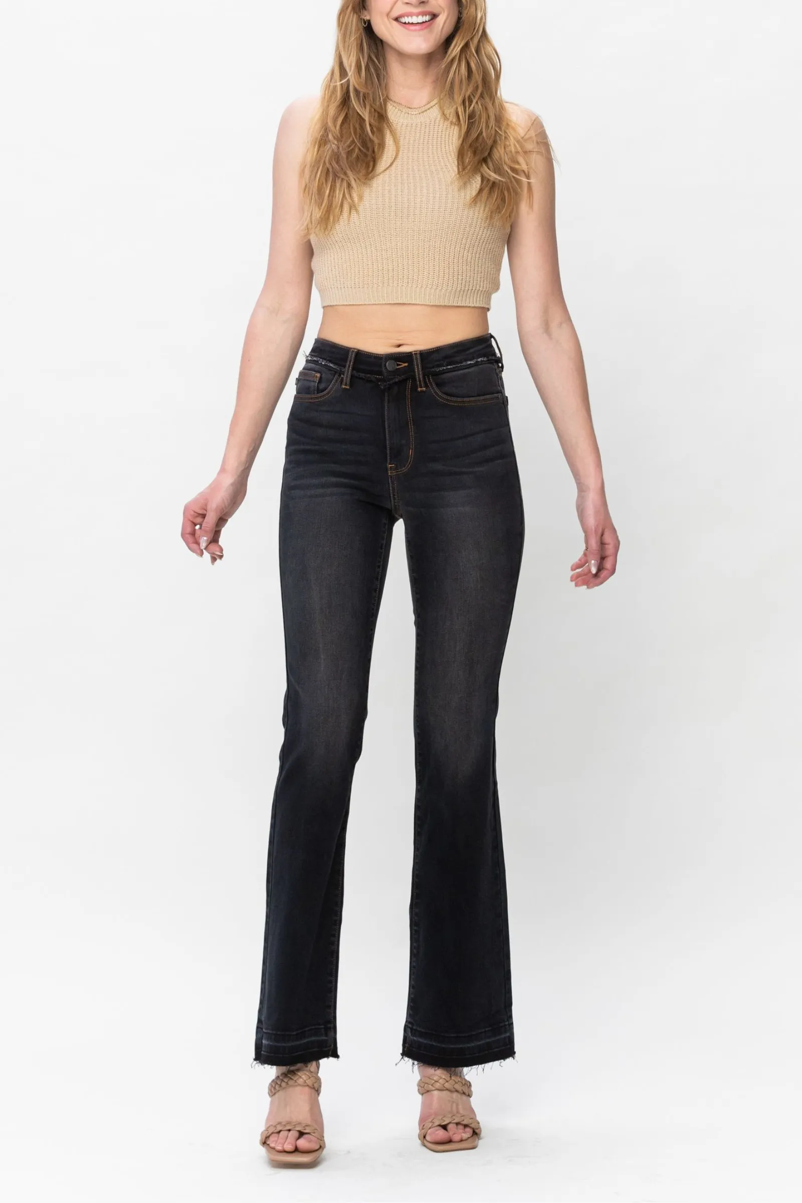 Judy Blue Black High Waist Release Hem Slim Bootcut
