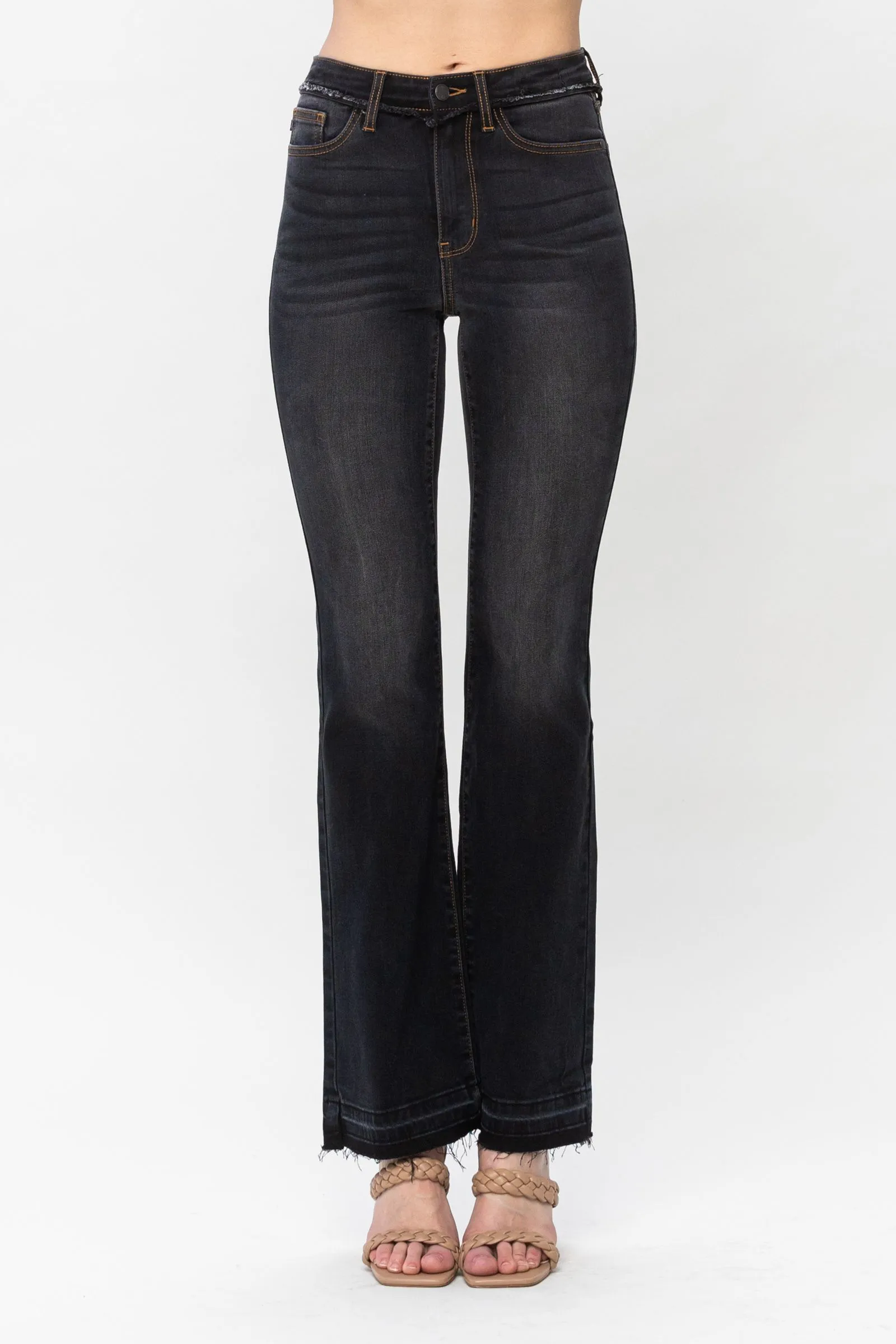 Judy Blue Black High Waist Release Hem Slim Bootcut