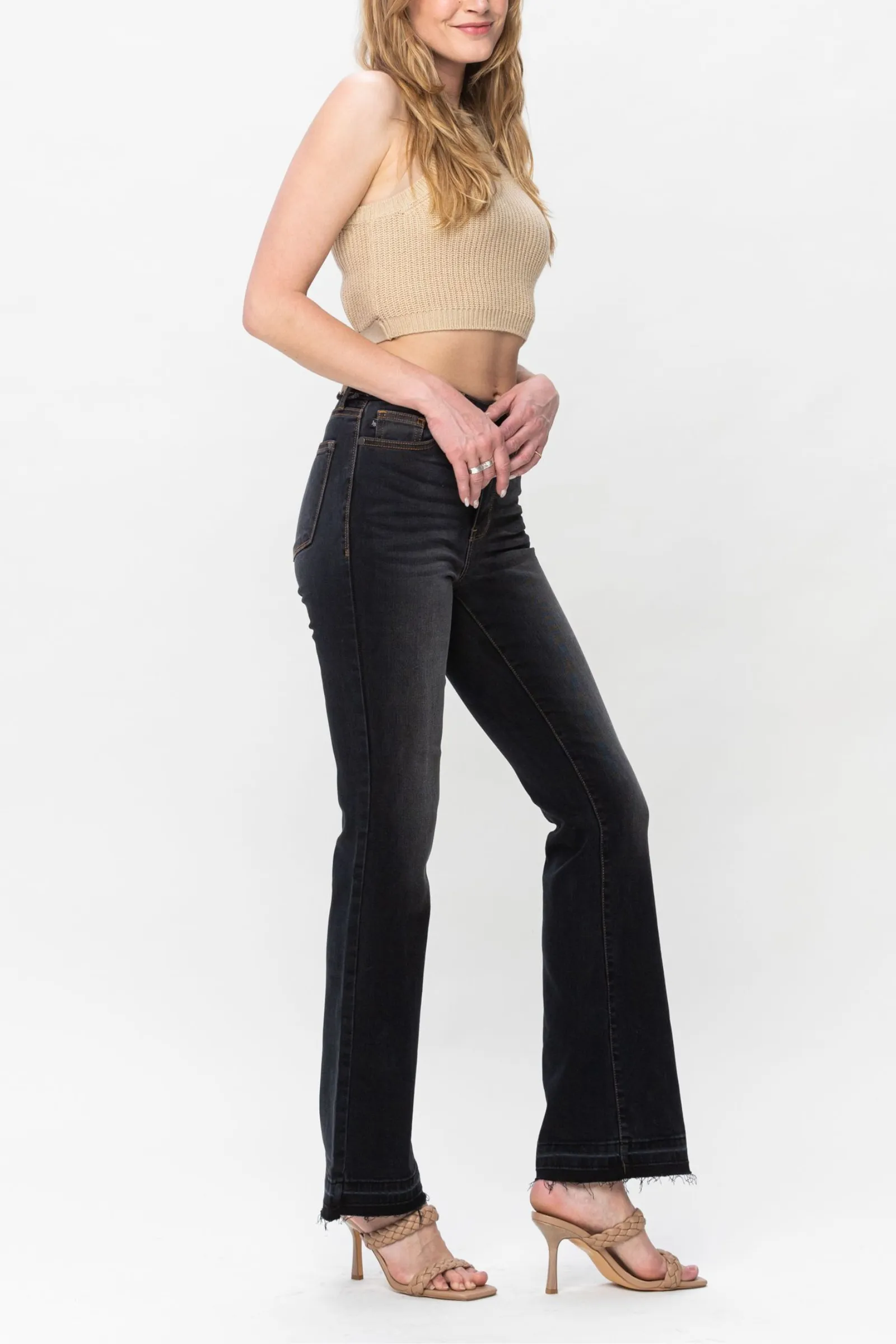 Judy Blue Black High Waist Release Hem Slim Bootcut