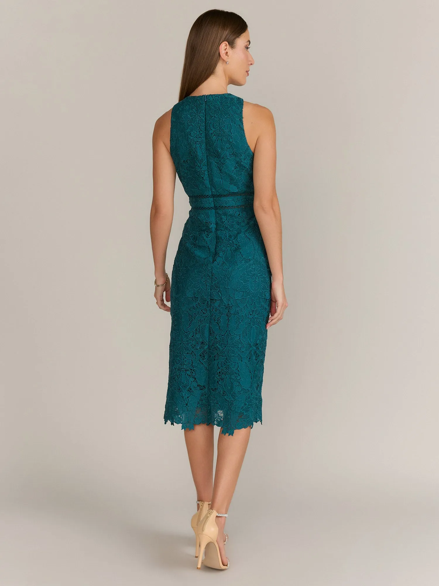 Just Me Crochet Lace Illusion Waist Midi Dress - Brands We Love